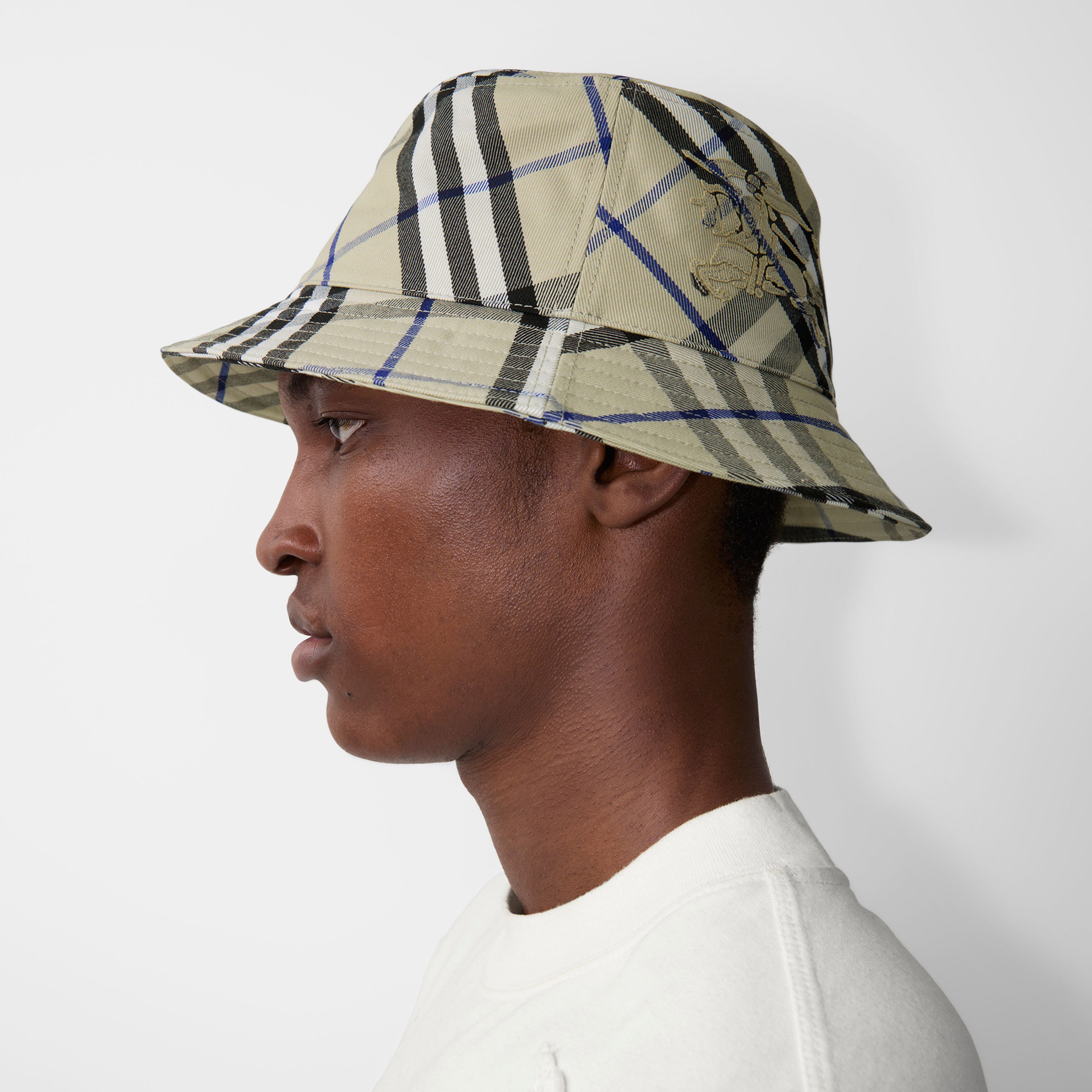 Burberry Check Pamuklu Blend Bucket Erkek Krem Rengi Şapka