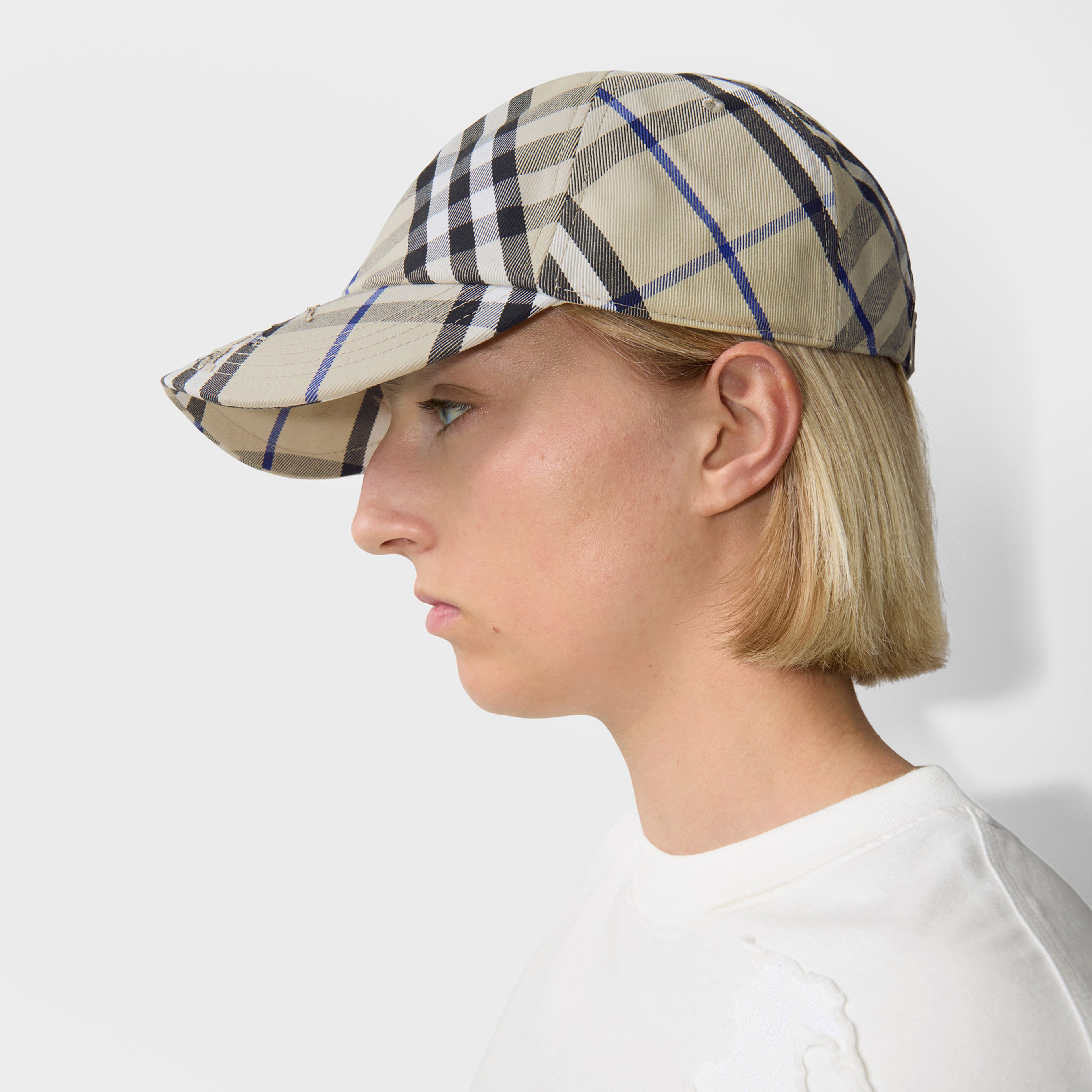 Burberry Check Pamuklu Blend Baseball Erkek Krem Rengi Şapka