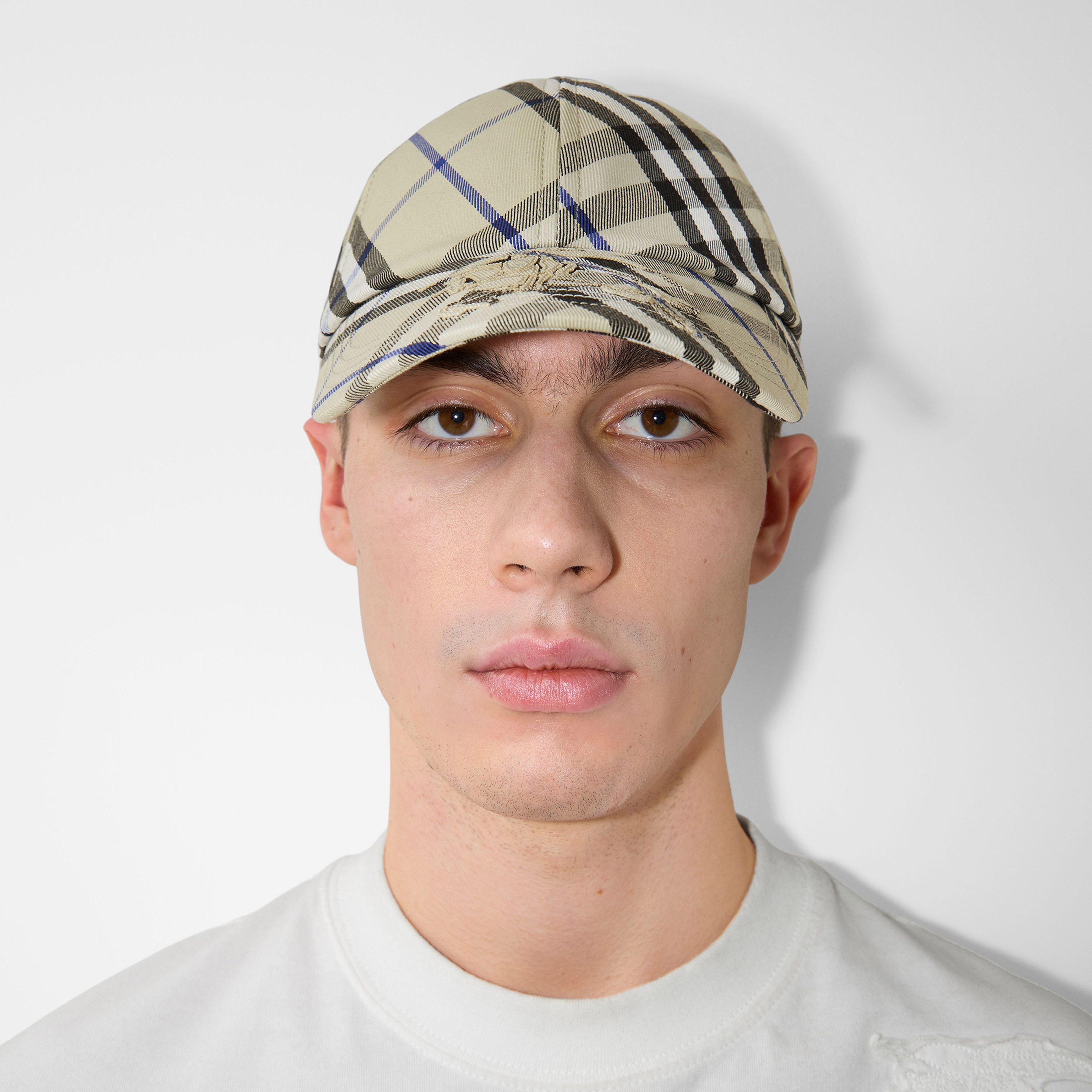 Burberry Check Pamuklu Blend Baseball Erkek Krem Rengi Şapka