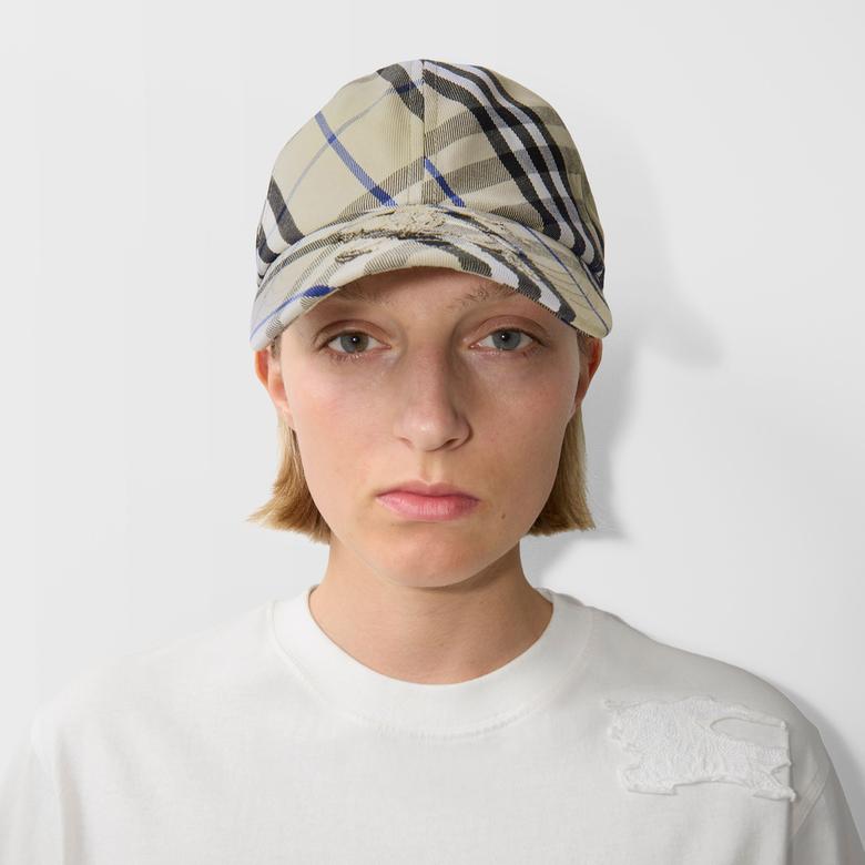 Burberry Check Pamuklu Blend Baseball Erkek Krem Rengi Şapka