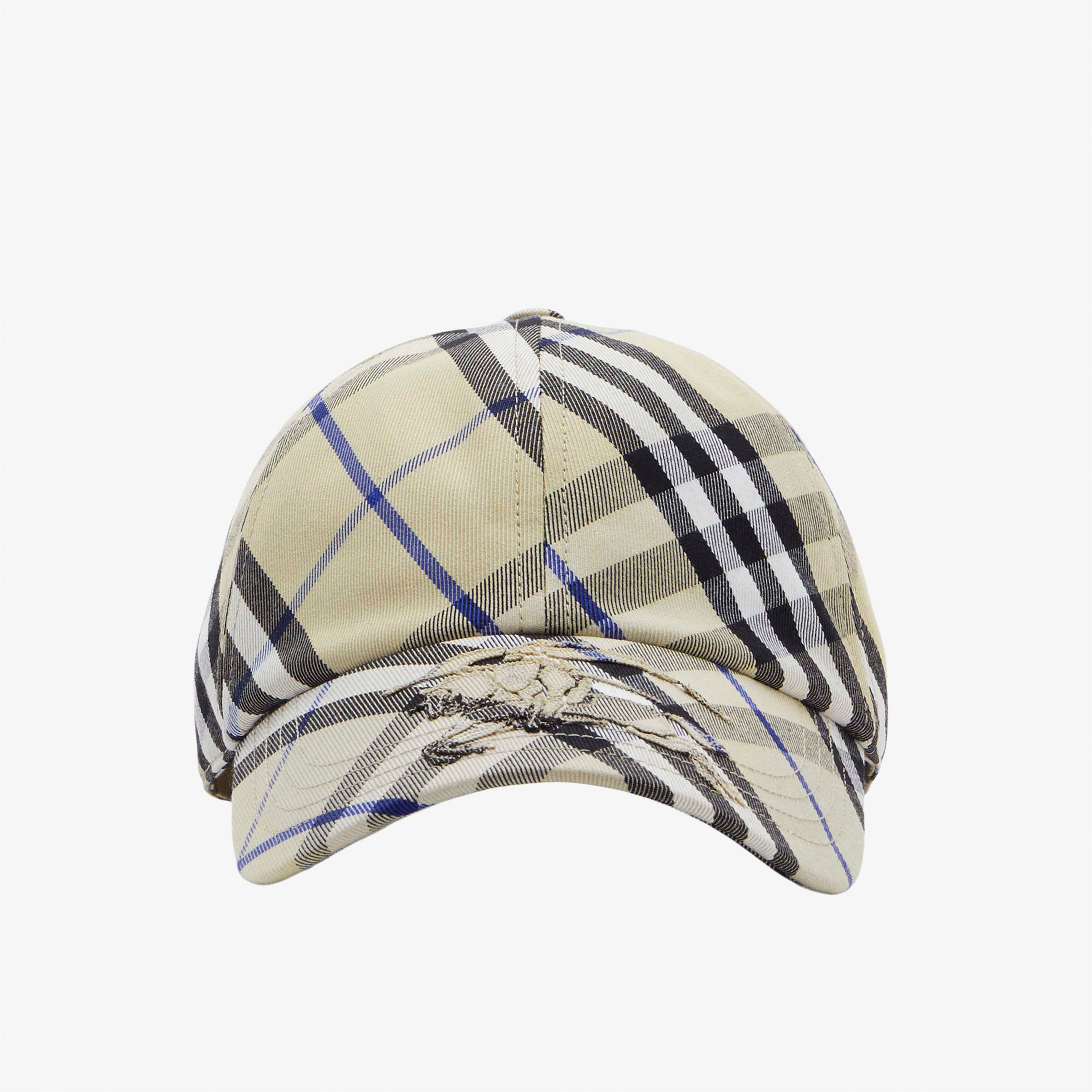 Burberry Check Pamuklu Blend Baseball Erkek Krem Rengi Şapka