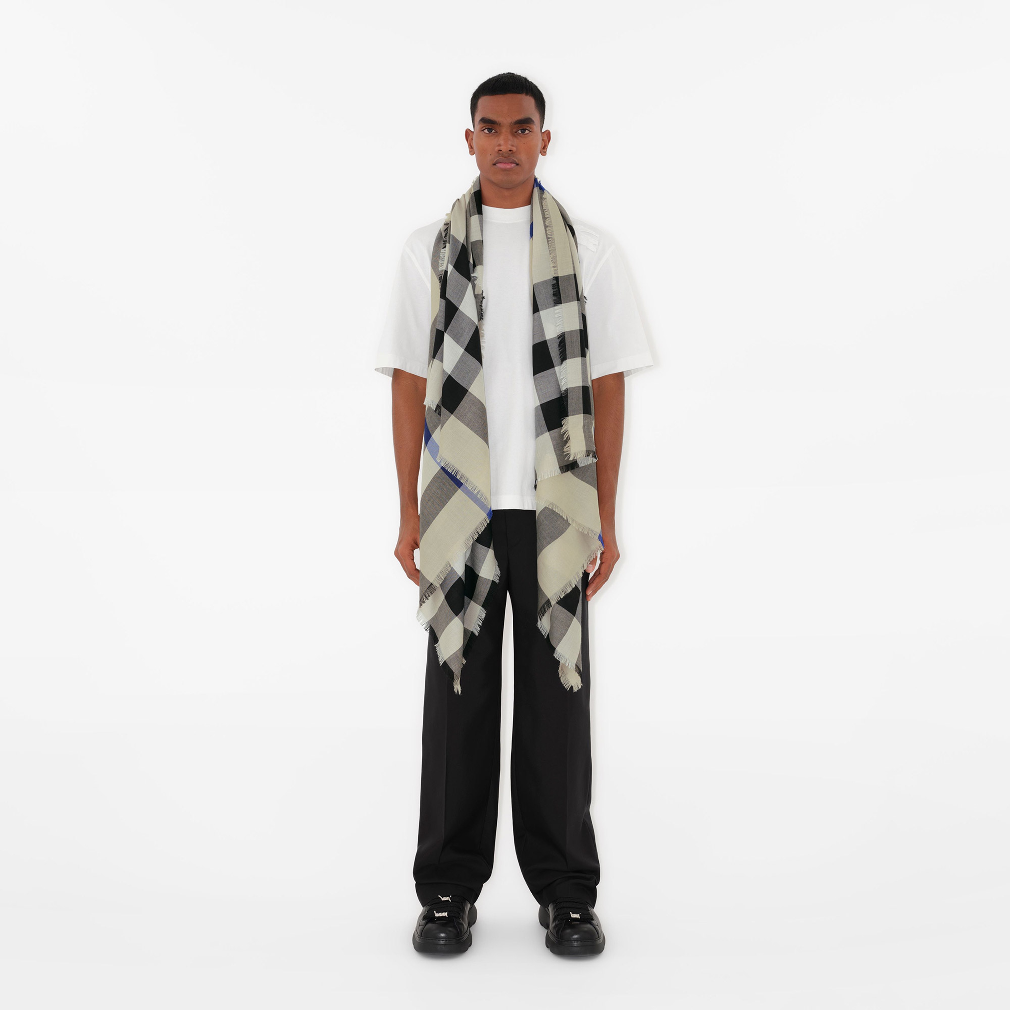 Burberry Check Kaşmir İpek Kadın Krem Rengi Atkı