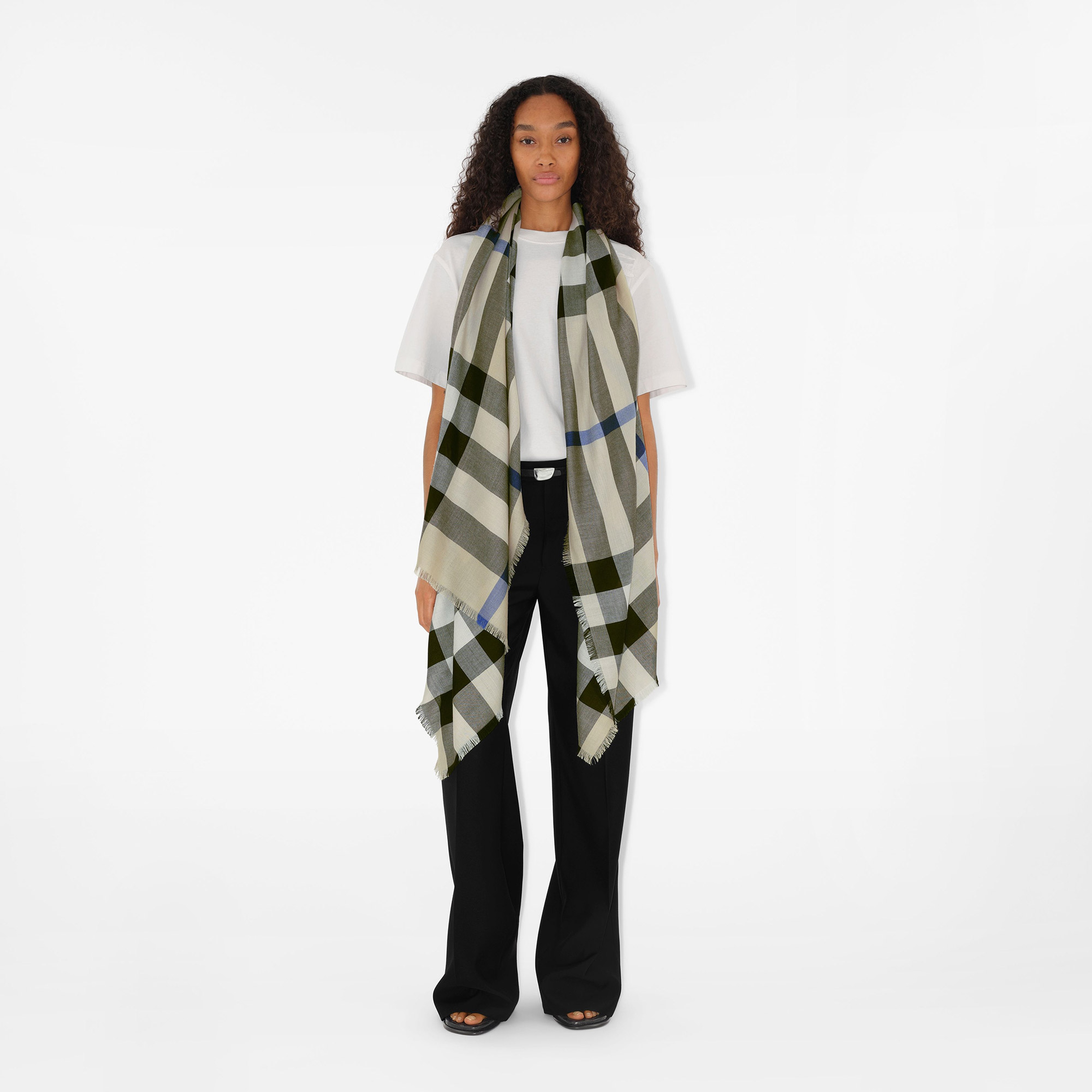Burberry Check Kaşmir İpek Kadın Krem Rengi Atkı