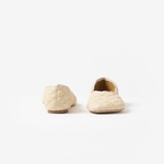 Burberry Leather Sadler Kadın Krem Rengi Babet