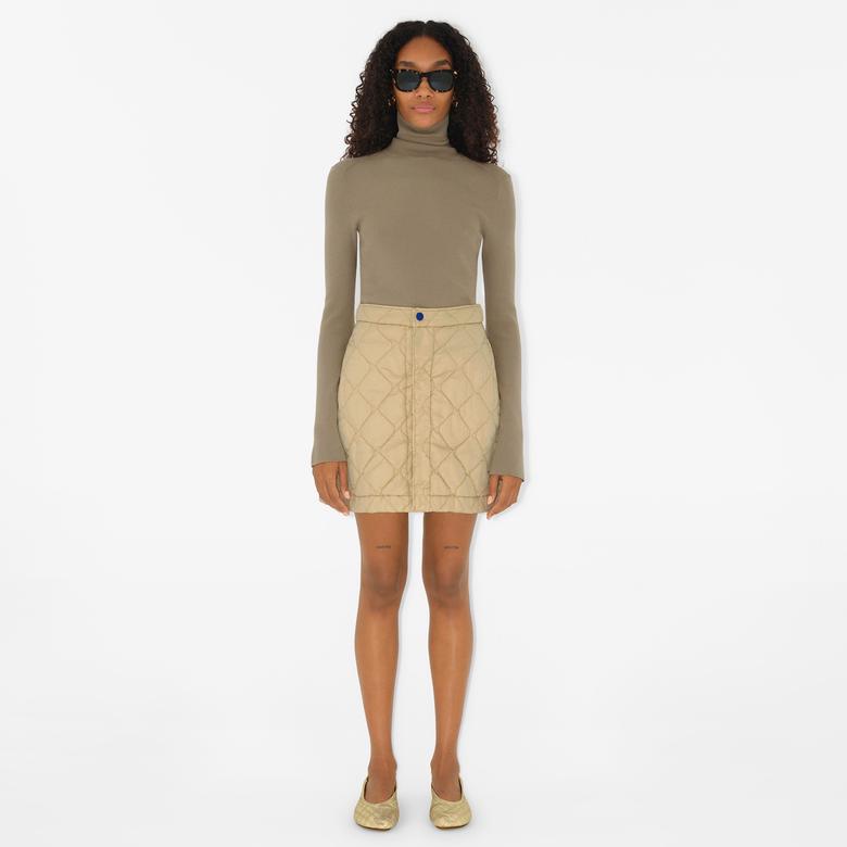 Burberry Leather Sadler Kadın Krem Rengi Babet