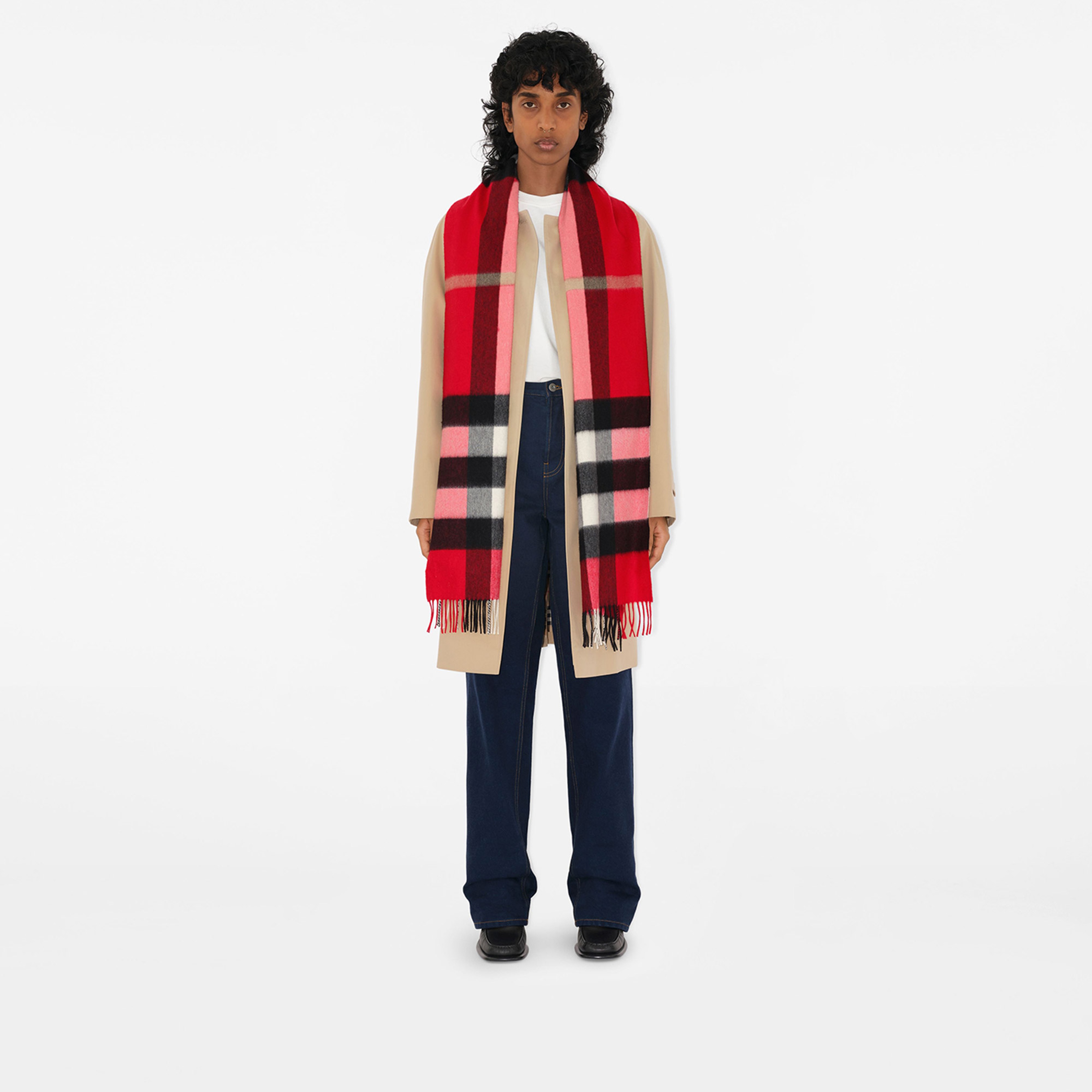 Burberry Check Kaşmir Kadın Kırmızı Atkı
