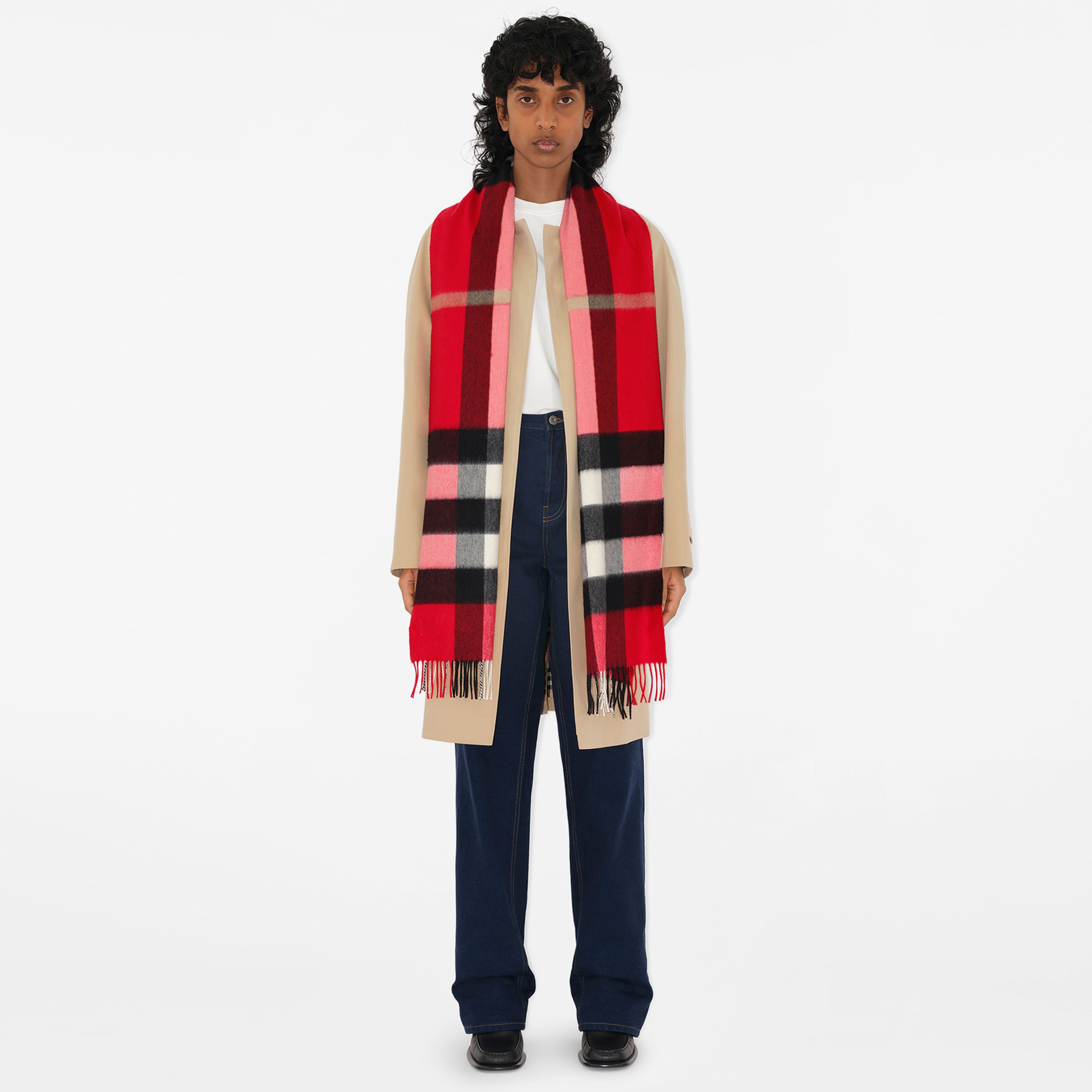Burberry Check Kaşmir Kadın Kırmızı Atkı
