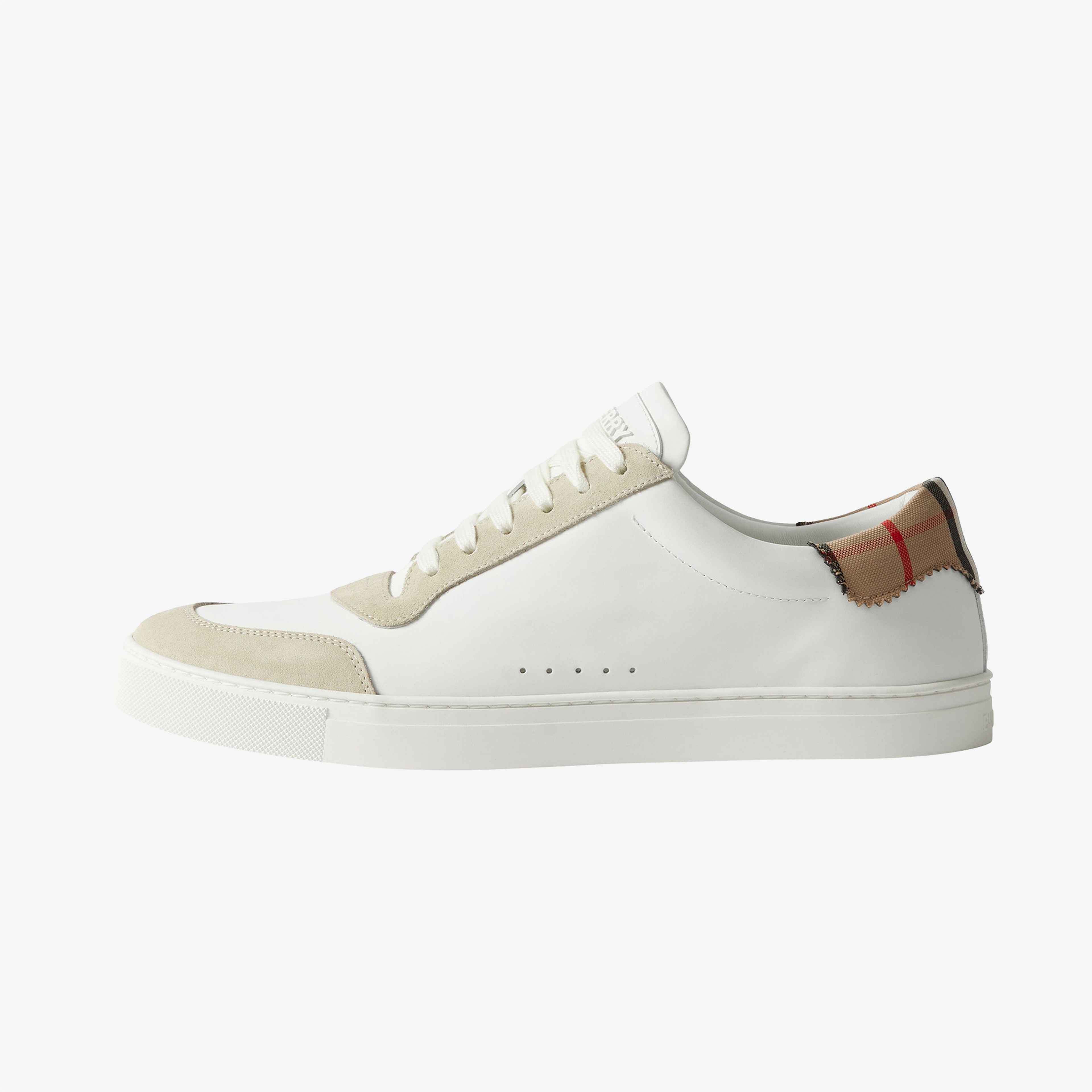 Burberry Tnr Robin Leather Suede And Cotton Erkek Beyaz Sneakers
