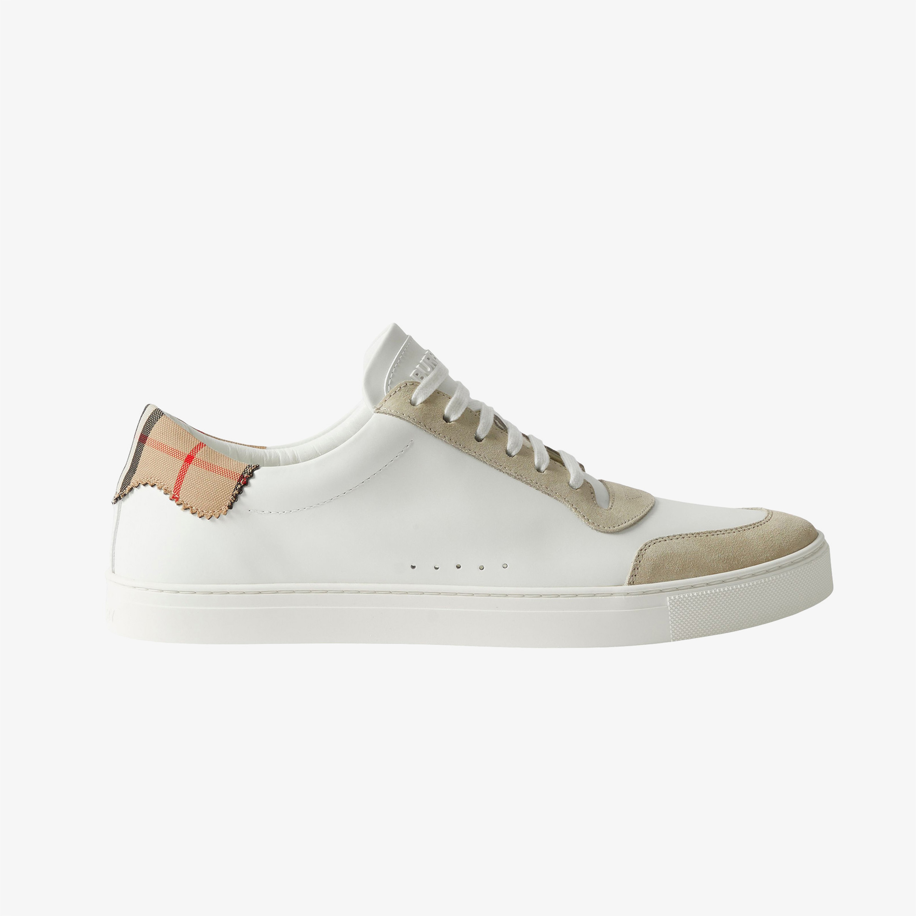 Burberry Tnr Robin Leather Suede And Cotton Erkek Beyaz Sneakers
