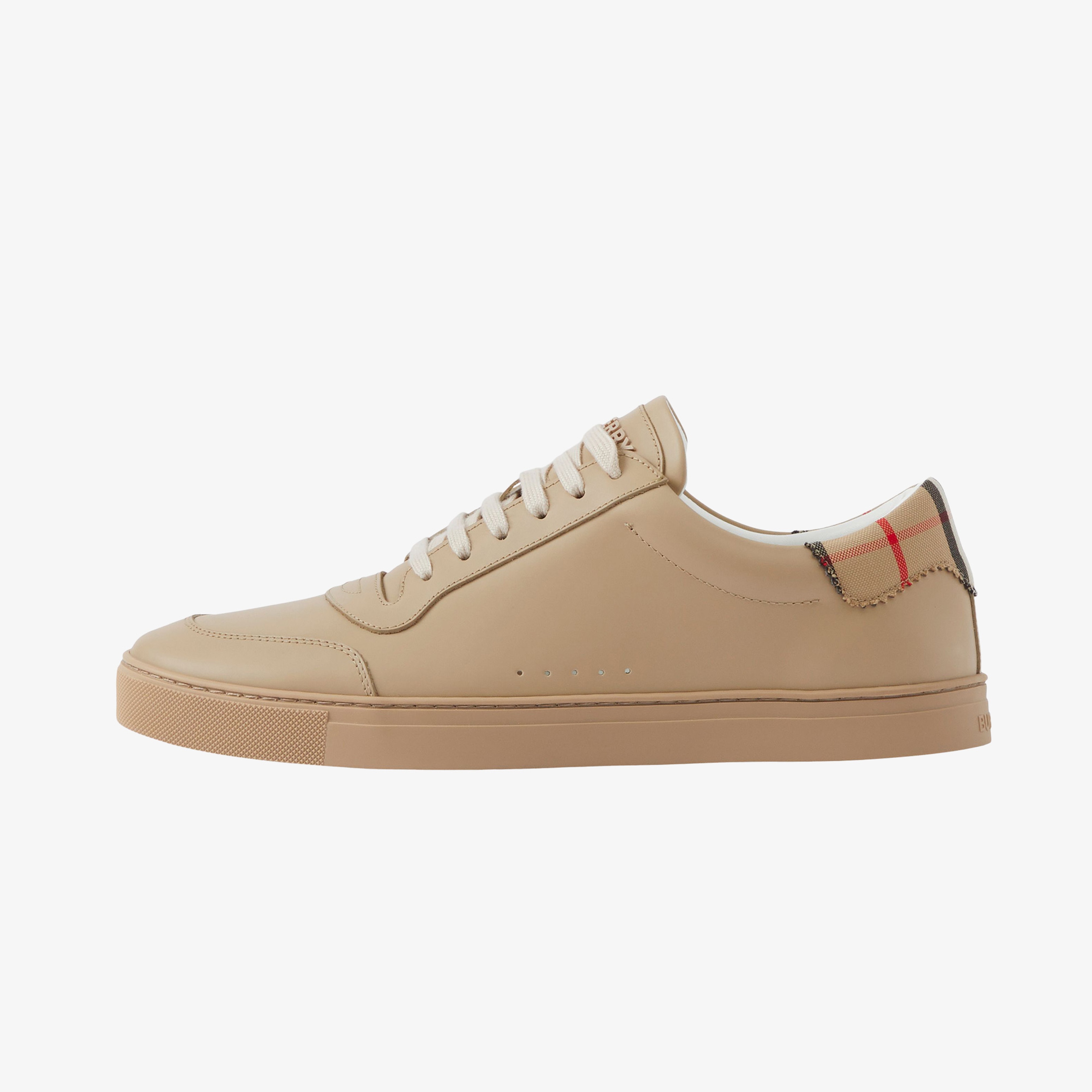 Burberry Tnr Robin Leather And Cotton Erkek Bej Sneakers