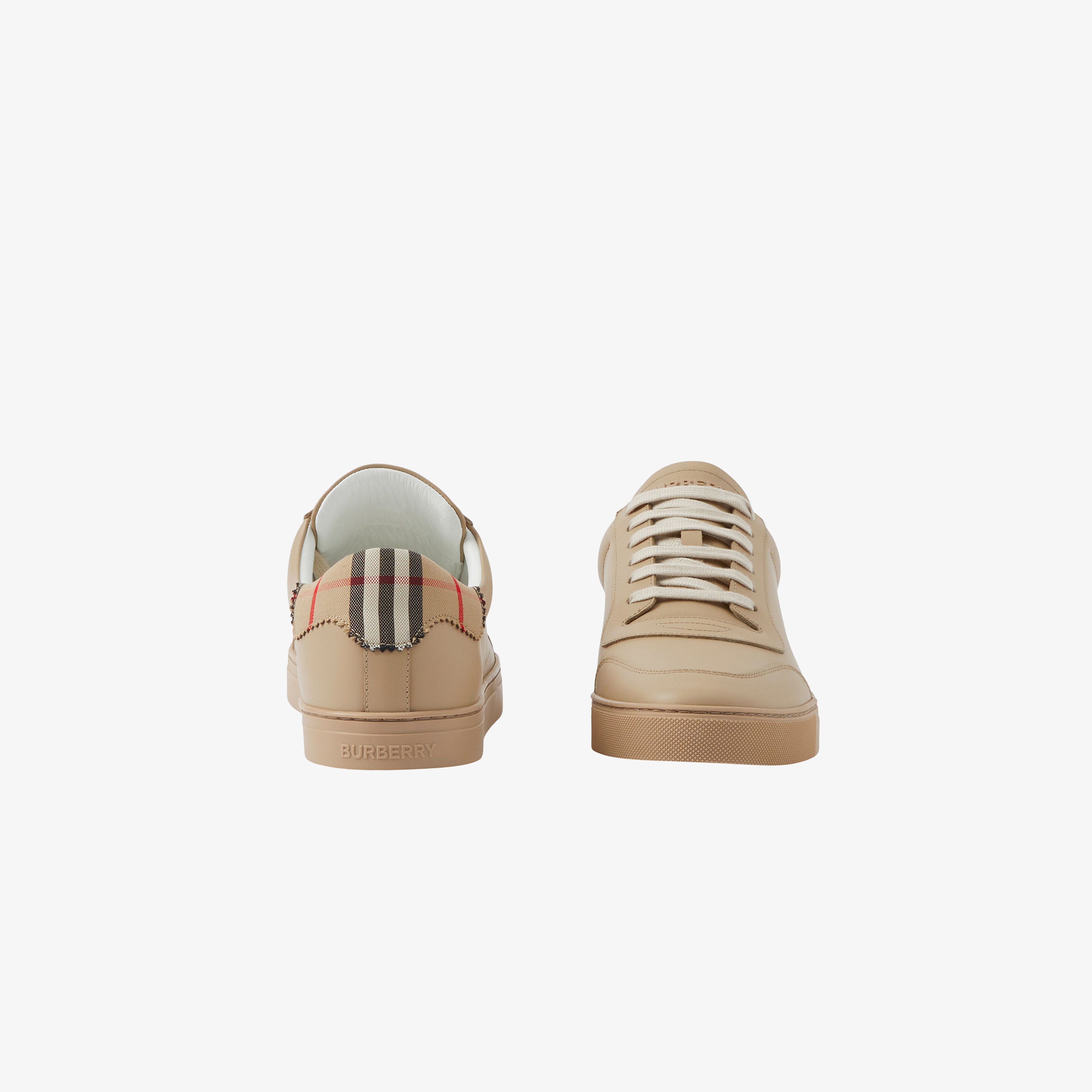 Burberry Tnr Robin Leather And Cotton Erkek Bej Sneakers