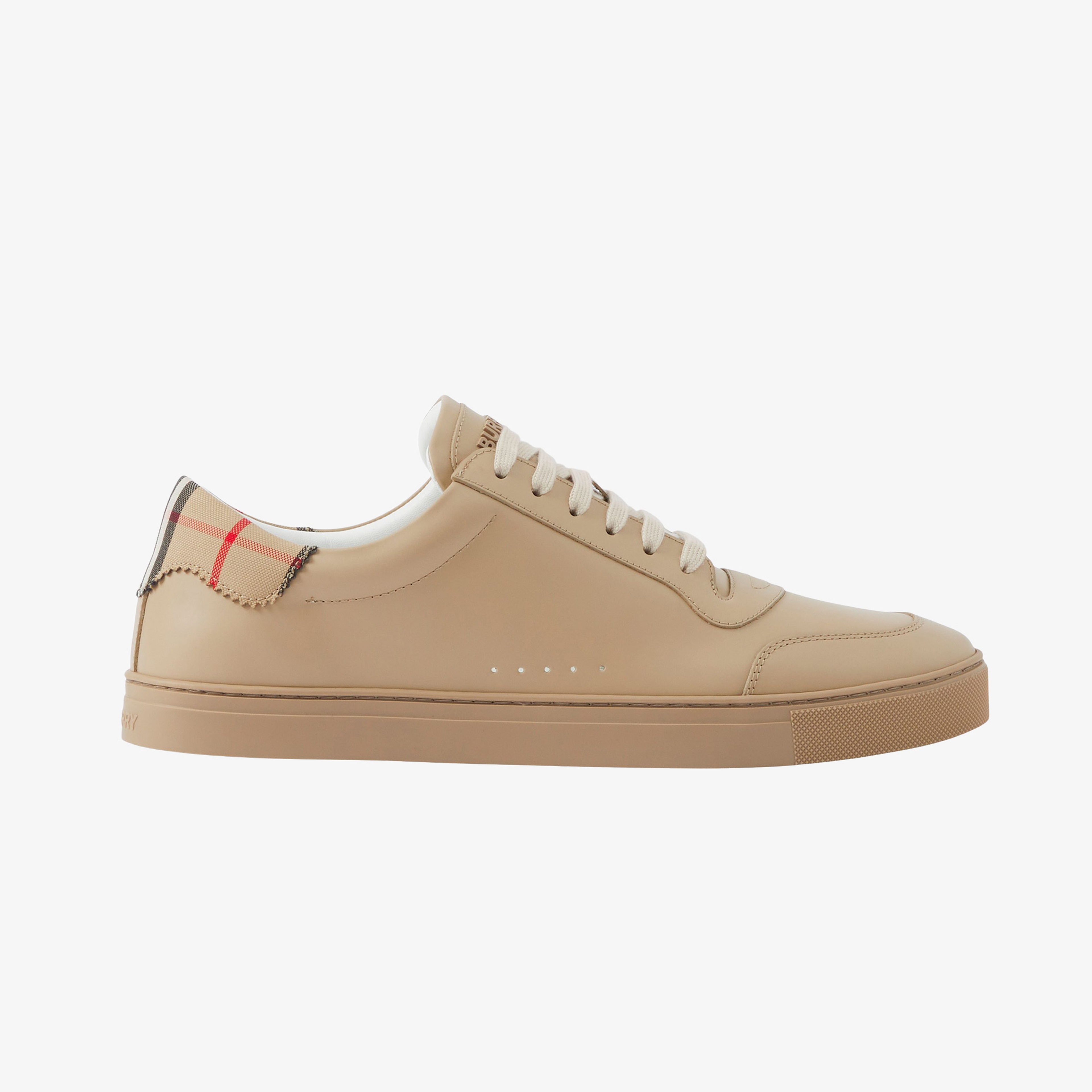 Burberry Tnr Robin Leather And Cotton Erkek Bej Sneakers