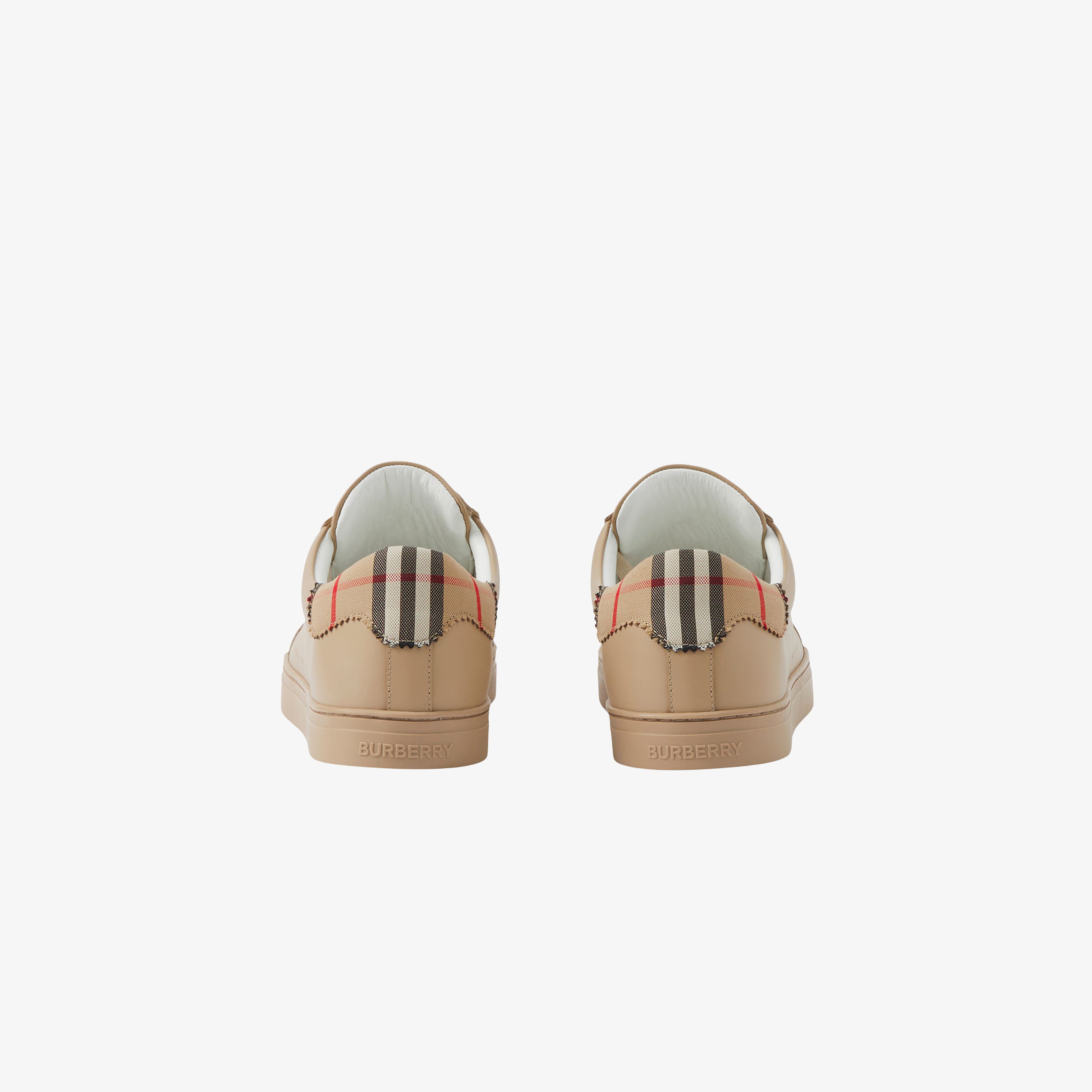 Burberry Tnr Robin Leather And Cotton Erkek Bej Sneakers