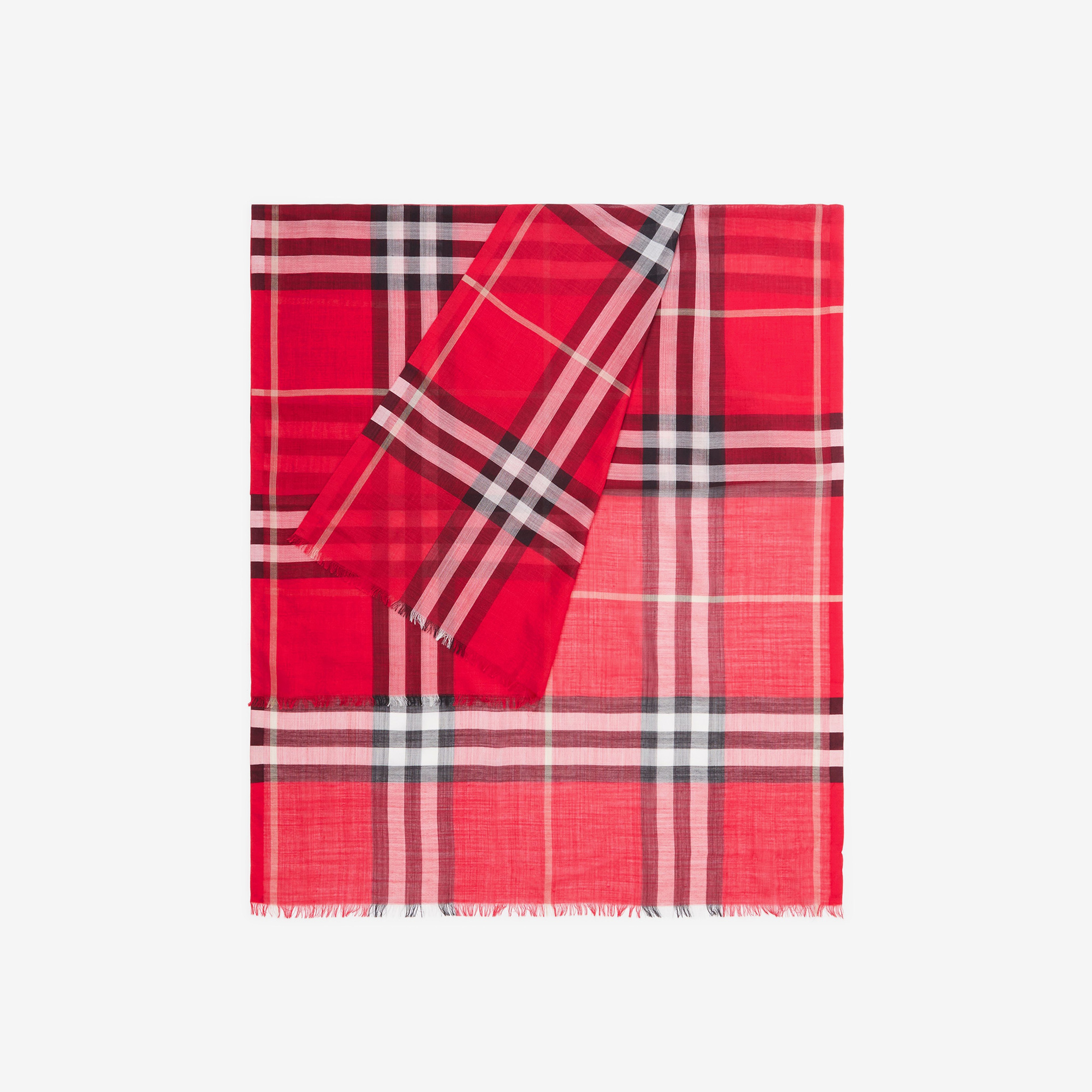 Burberry Gauze Lightweight Wool Silk Kadın Kırmızı Atkı