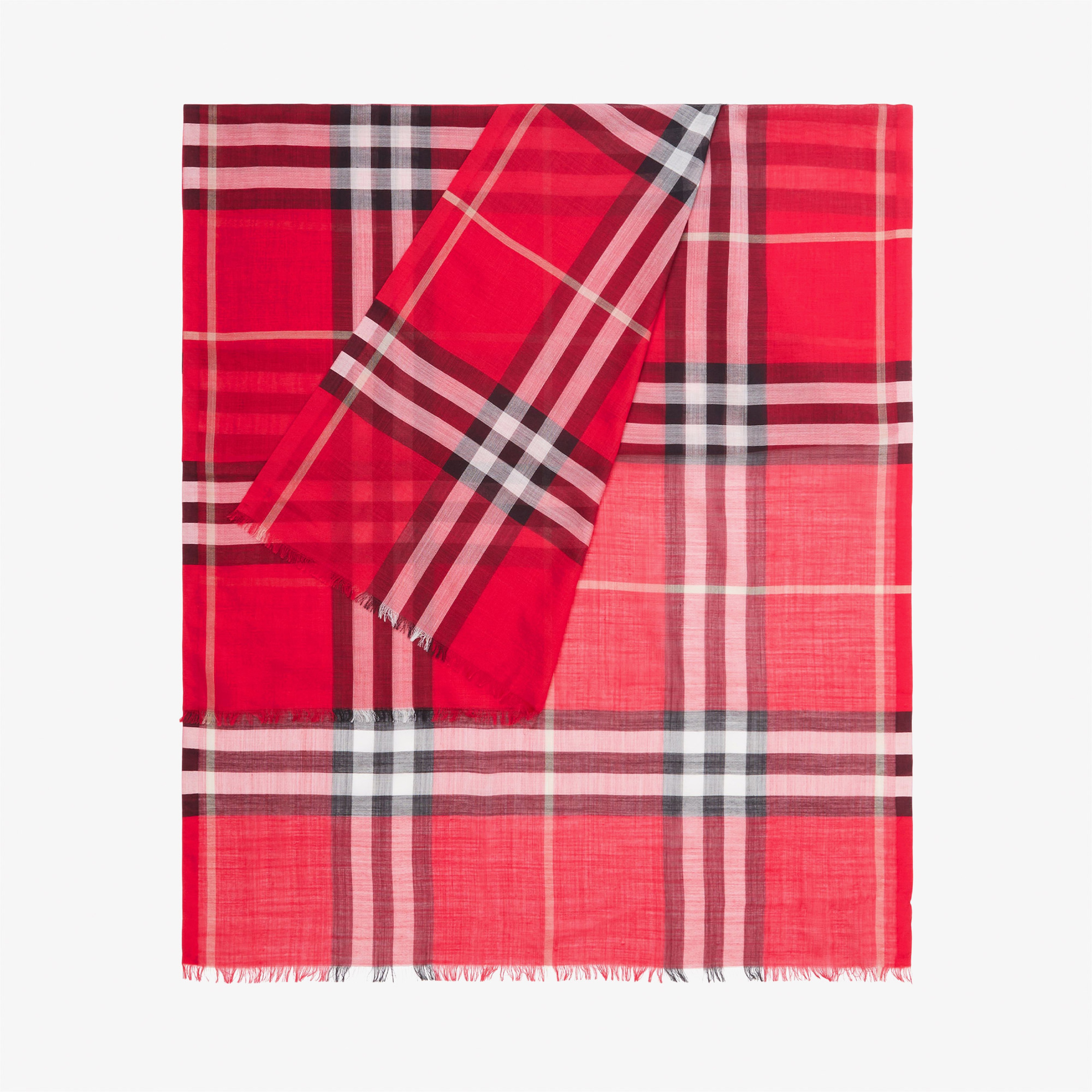 Burberry Gauze Lightweight Wool Silk Kadın Kırmızı Atkı