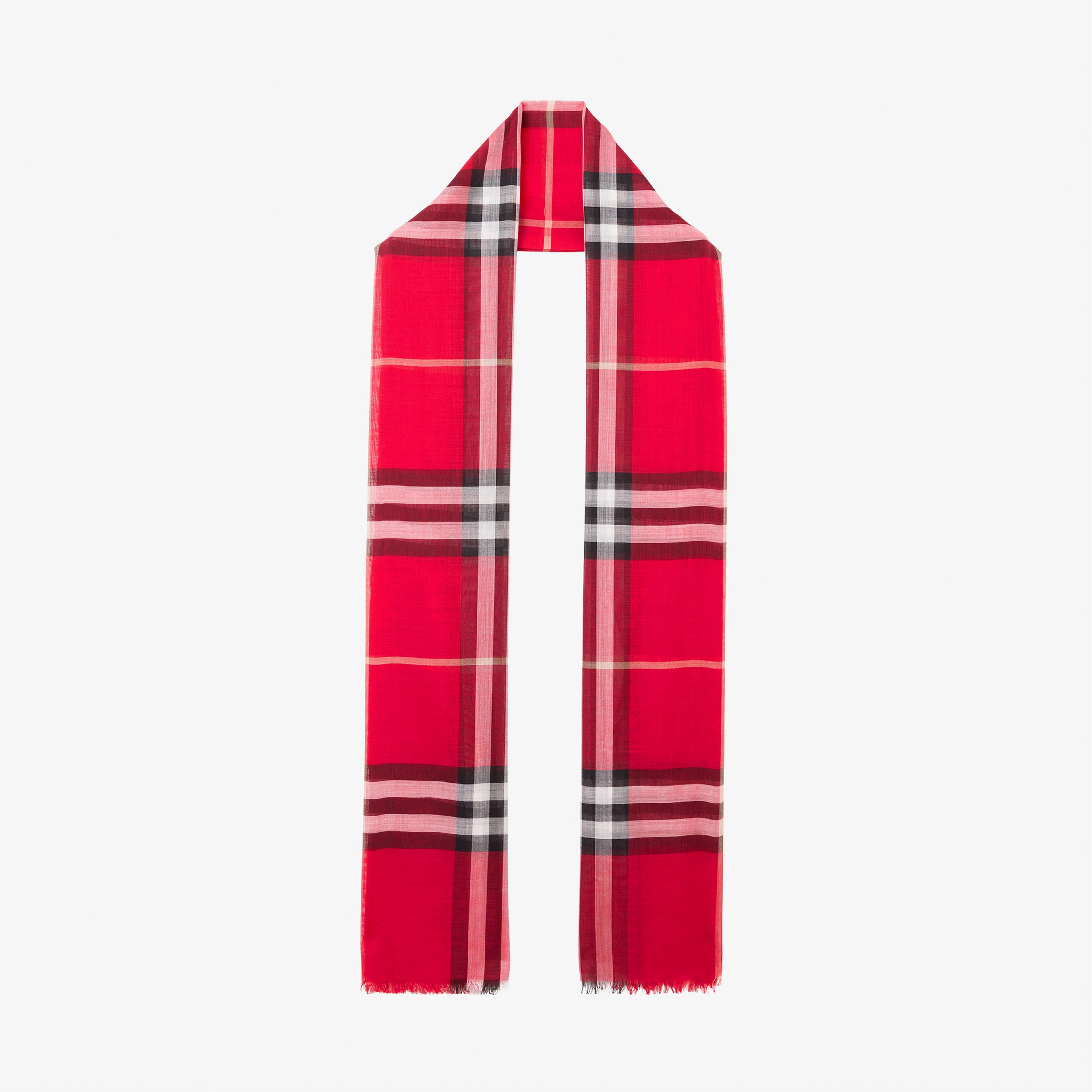 Burberry Gauze Lightweight Wool Silk Kadın Kırmızı Atkı