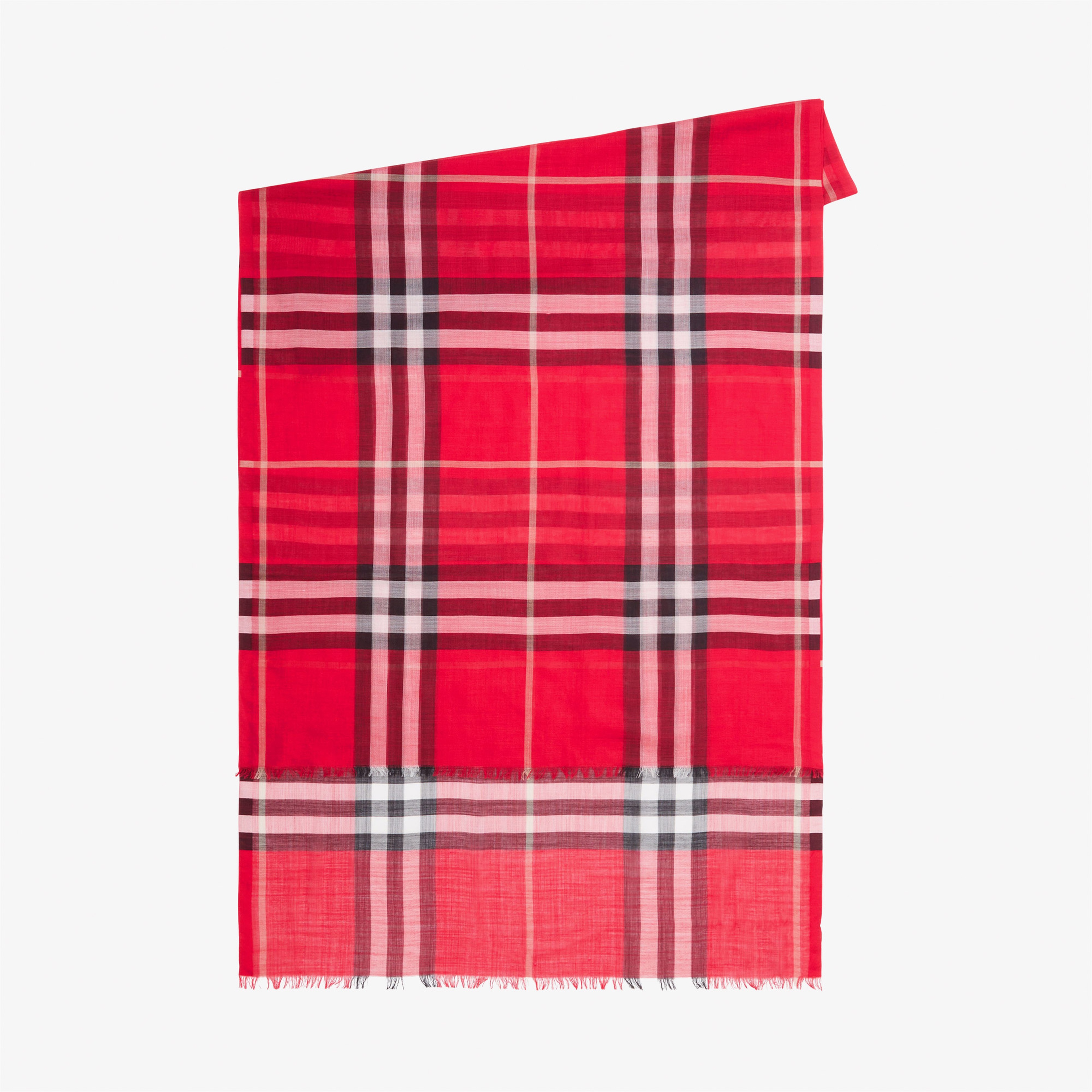 Burberry Gauze Lightweight Wool Silk Kadın Kırmızı Atkı