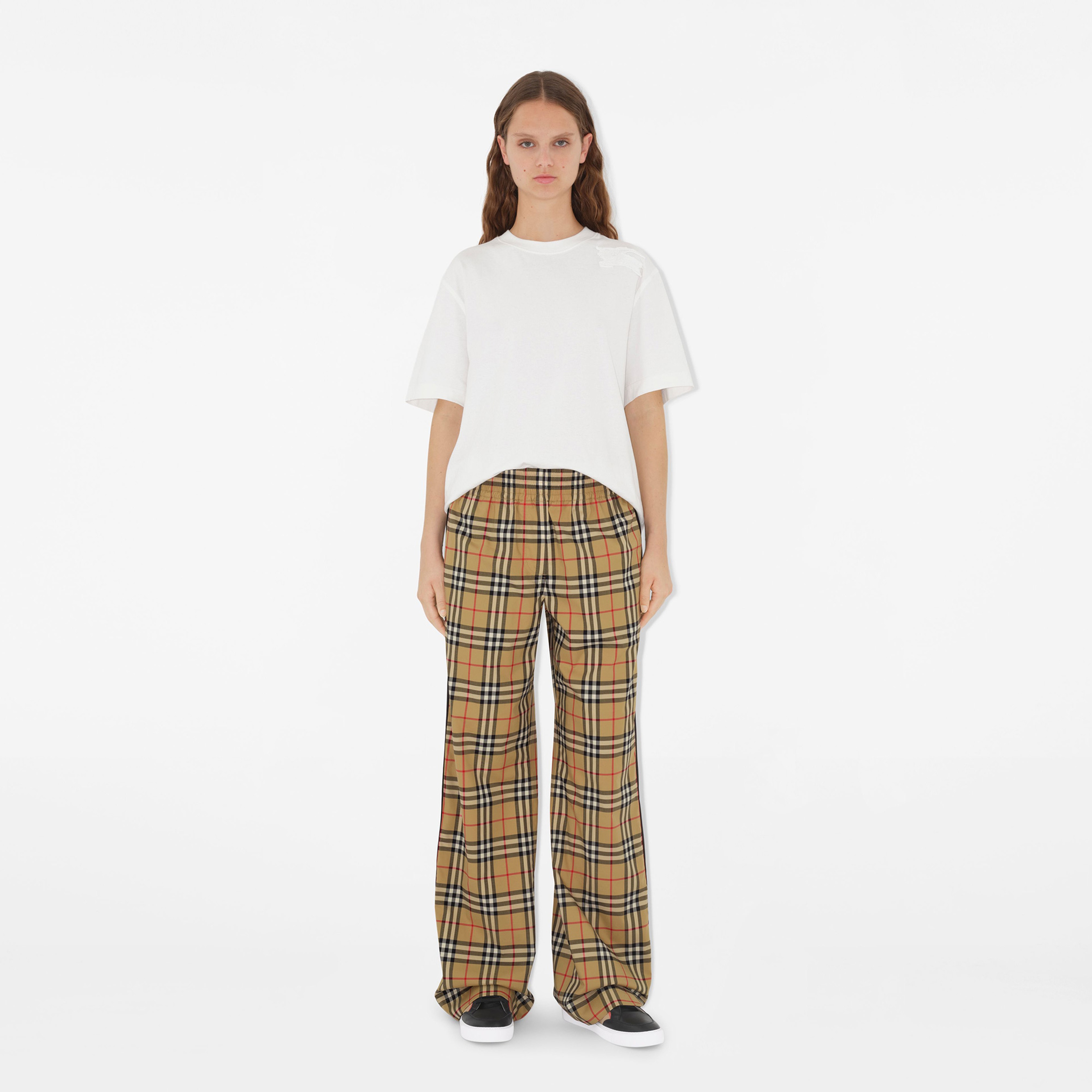 Burberry Check Stretch Pamuk Kadın Bej Pantolon