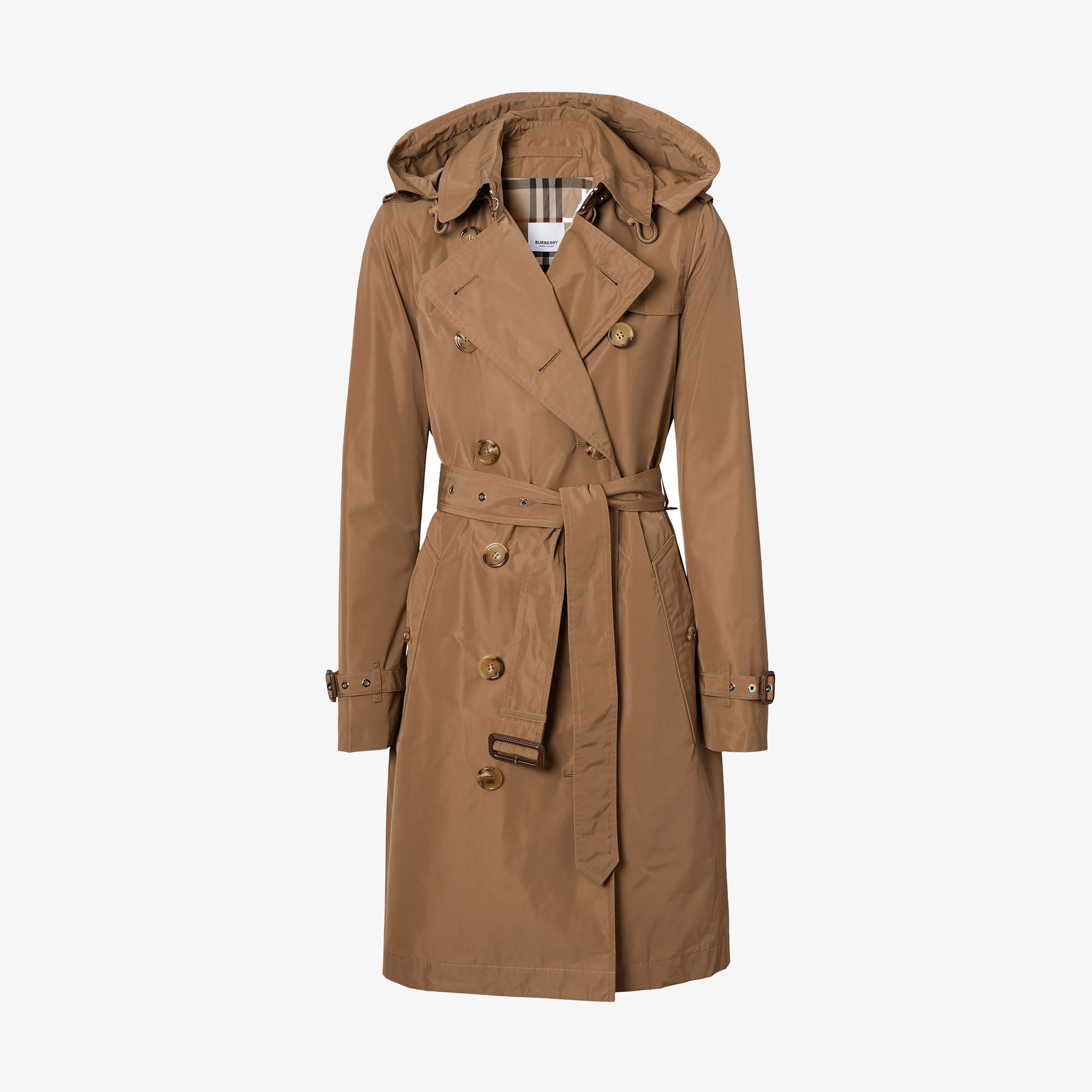 Burberry W20 Detachable Hood Taffeta Kensington Kadın Bej Trençkot