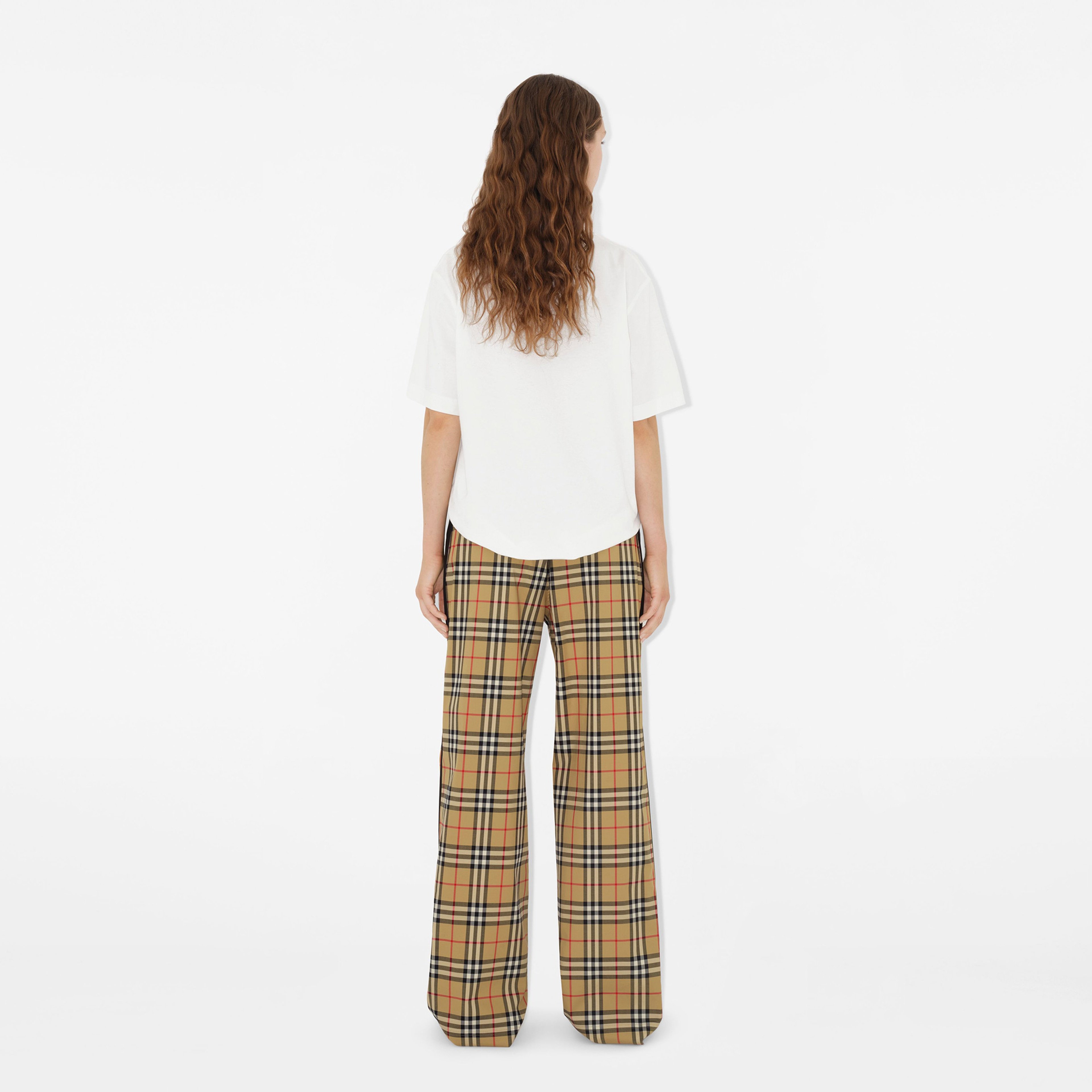 Burberry Check Stretch Pamuk Kadın Bej Pantolon