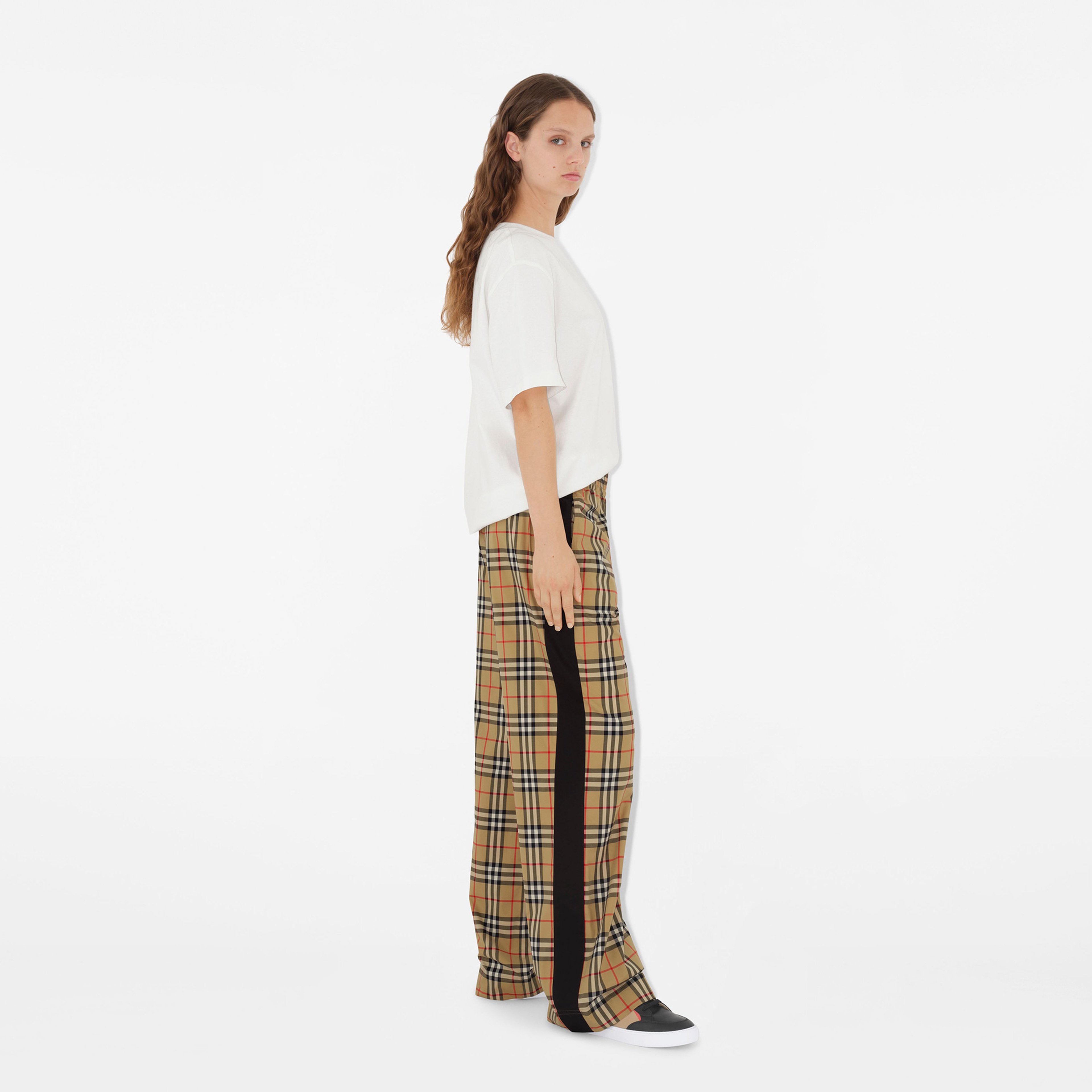 Burberry Check Stretch Pamuk Kadın Bej Pantolon