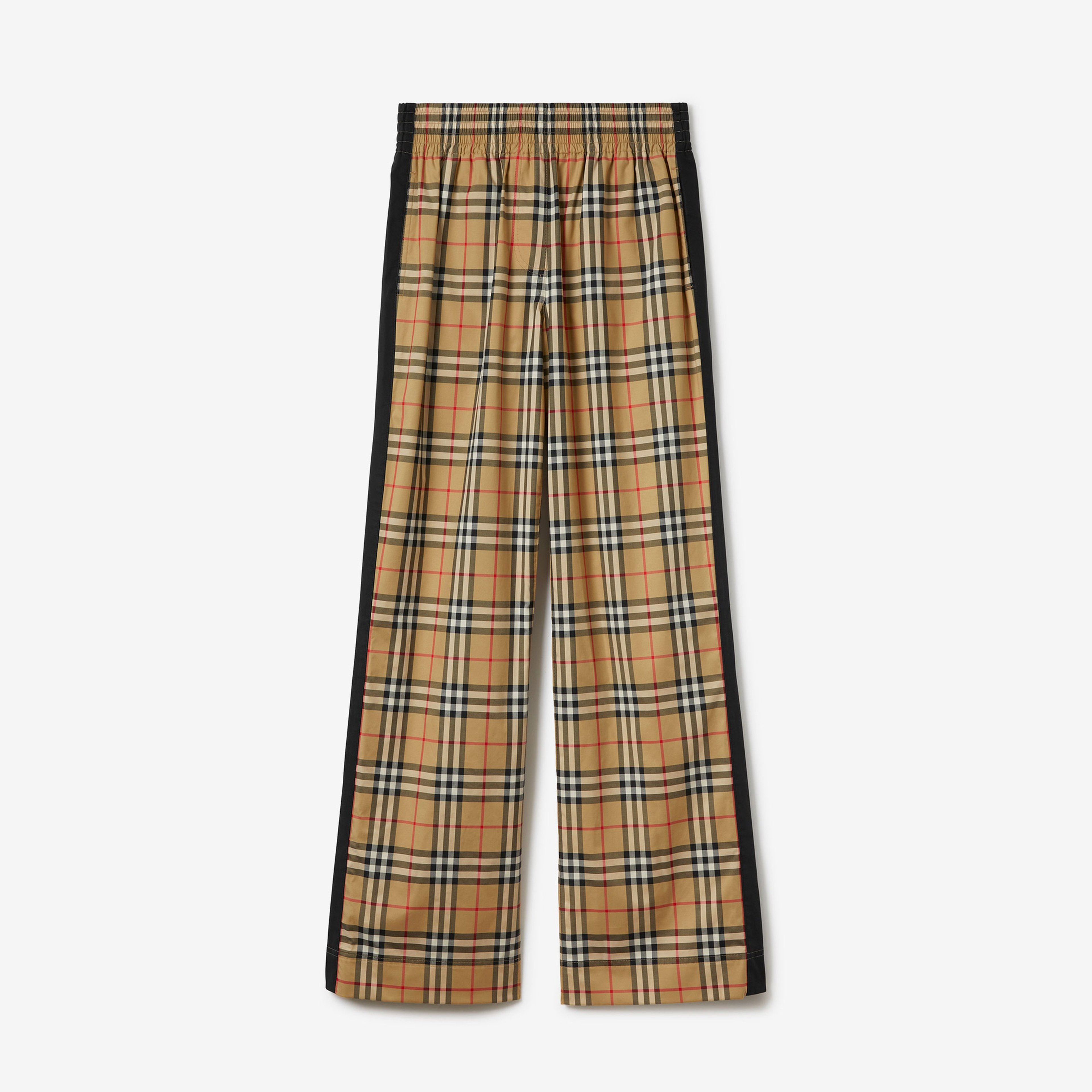 Burberry Check Stretch Pamuk Kadın Bej Pantolon