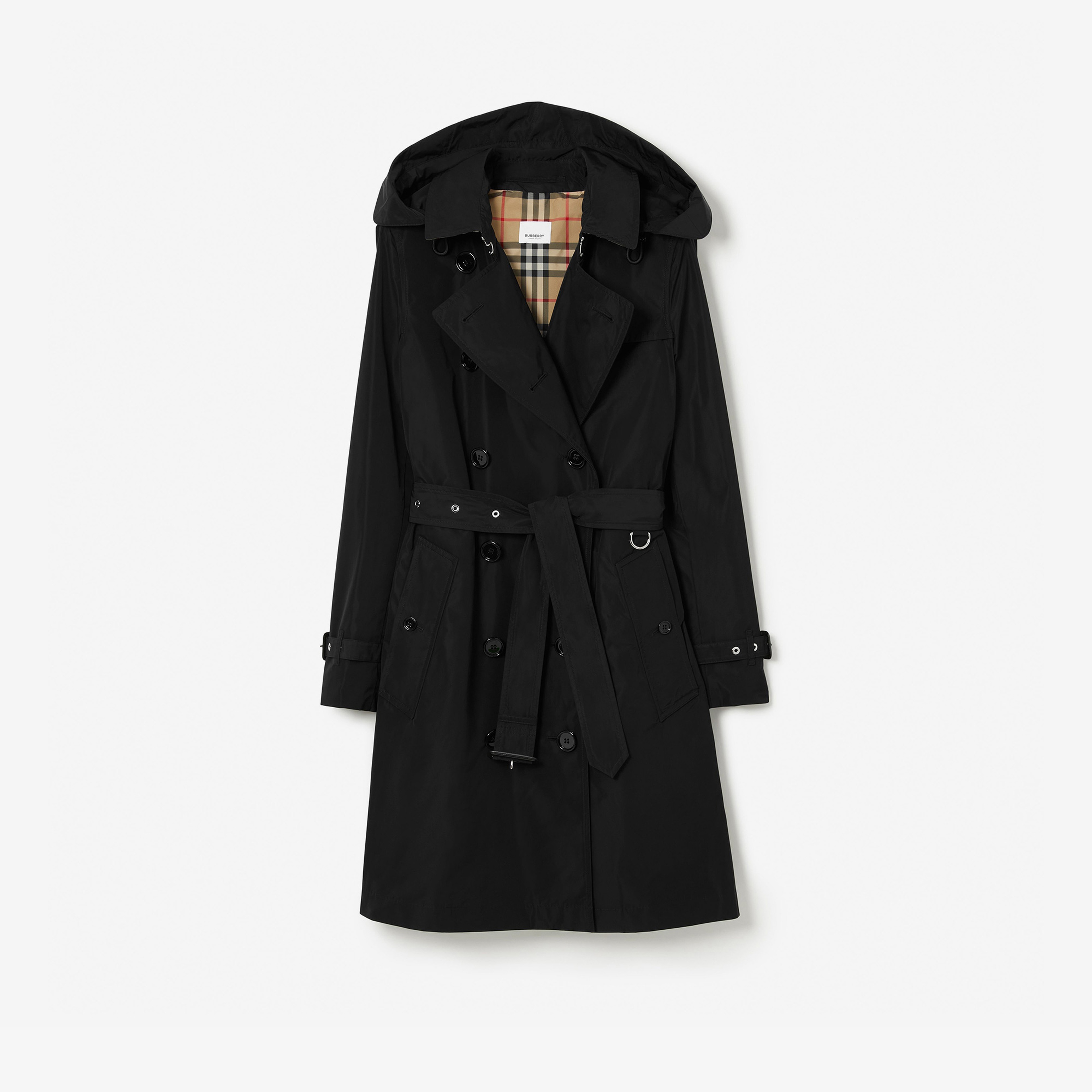 Burberry Mid-length Taffeta Kensington Kadın Siyah Trençkot