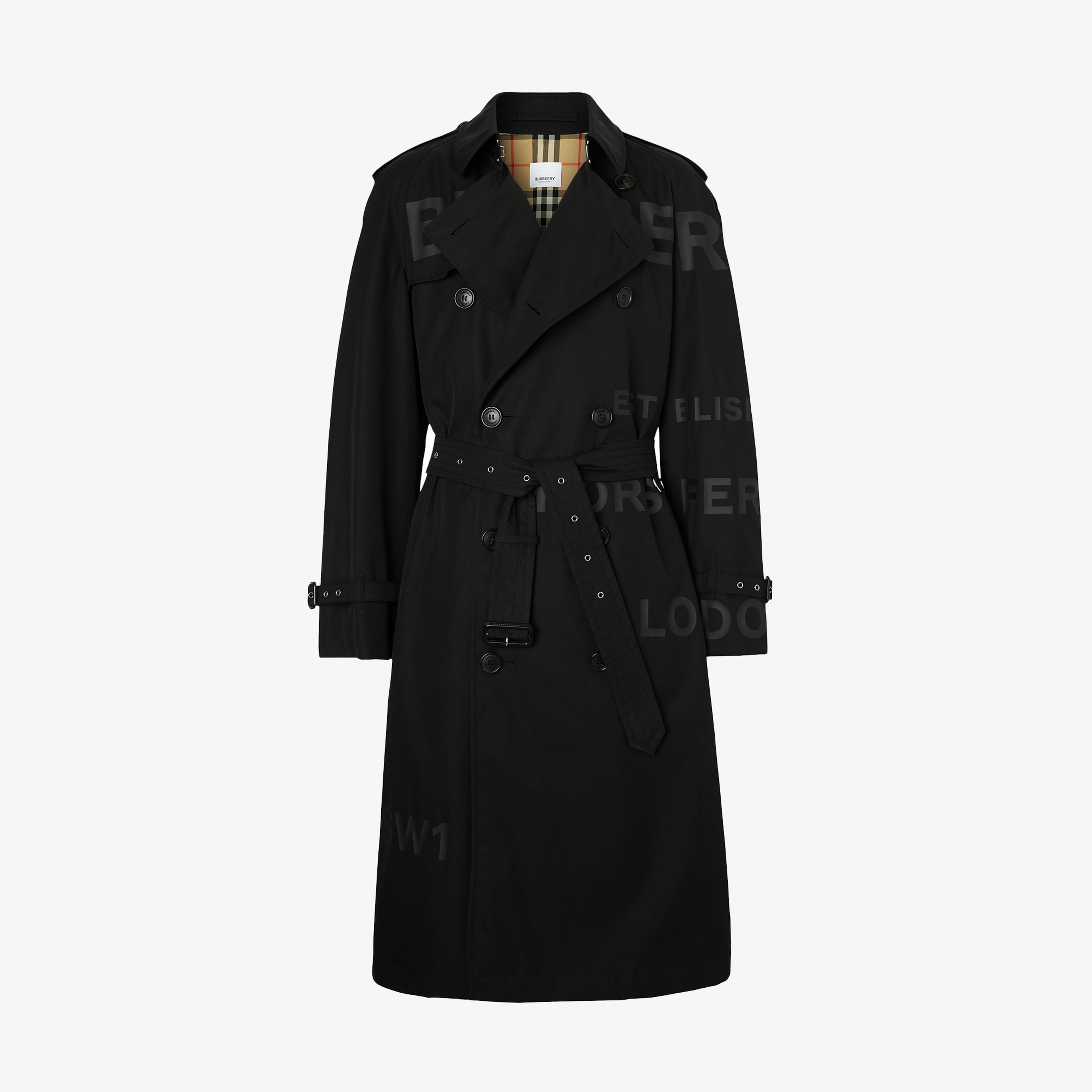 Burberry Westminster Horseferry Print Cotton Gabardine Erkek Siyah Trençkot