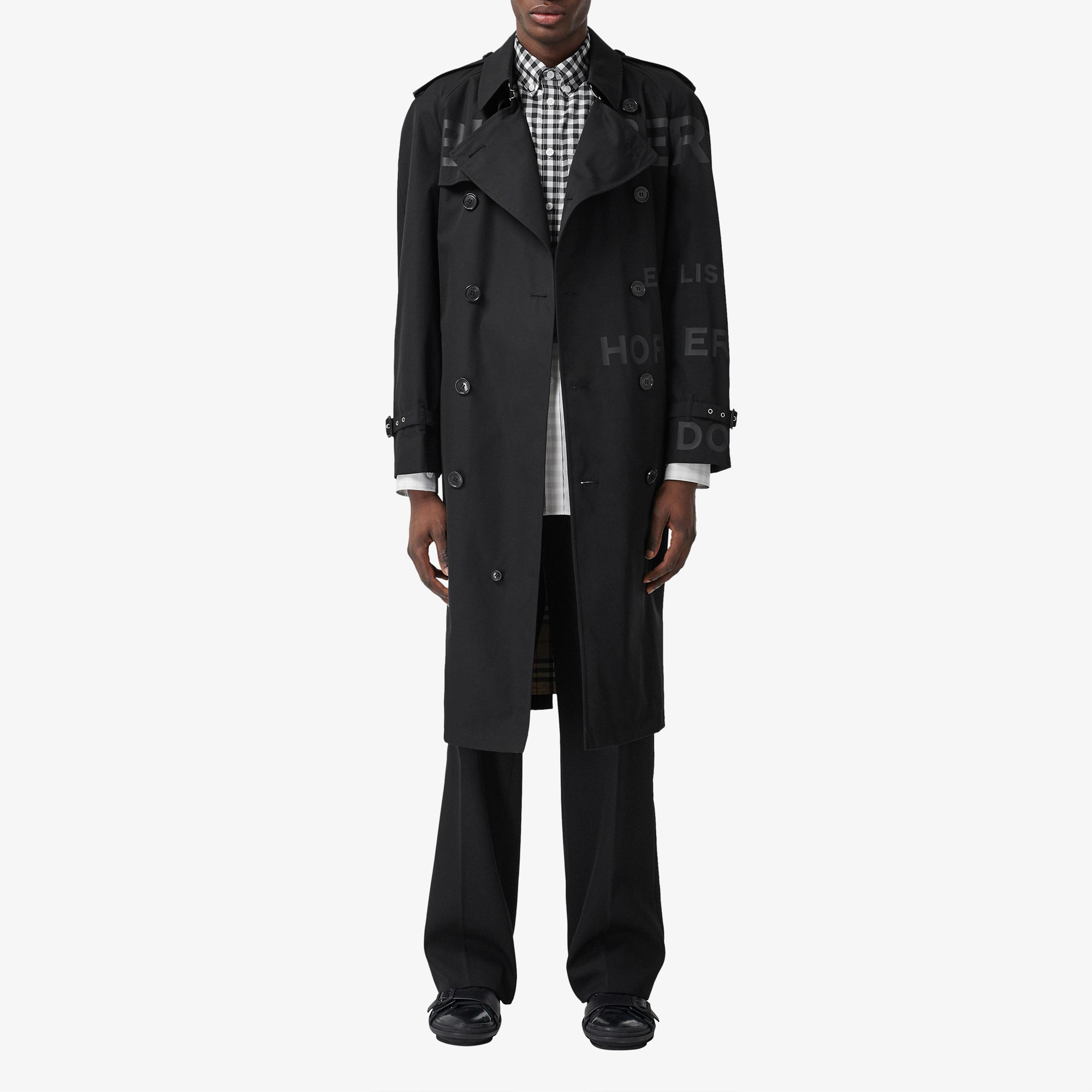 Burberry Westminster Horseferry Print Cotton Gabardine Erkek Siyah Trençkot