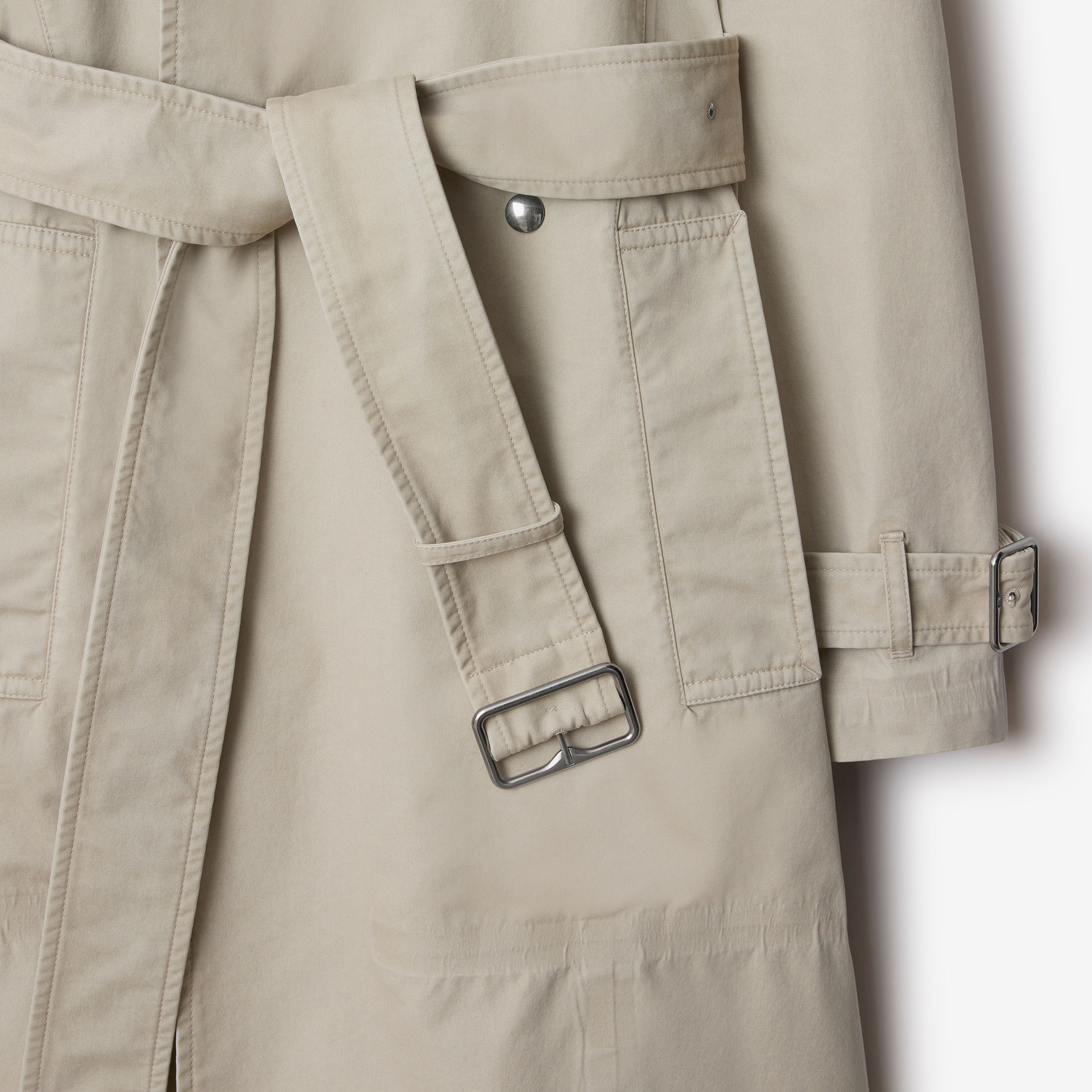 Burberry Tec Long Cotton Kadın Krem Trençkot