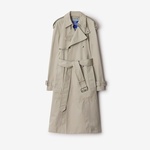 Burberry Tec Long Cotton Kadın Krem Trençkot