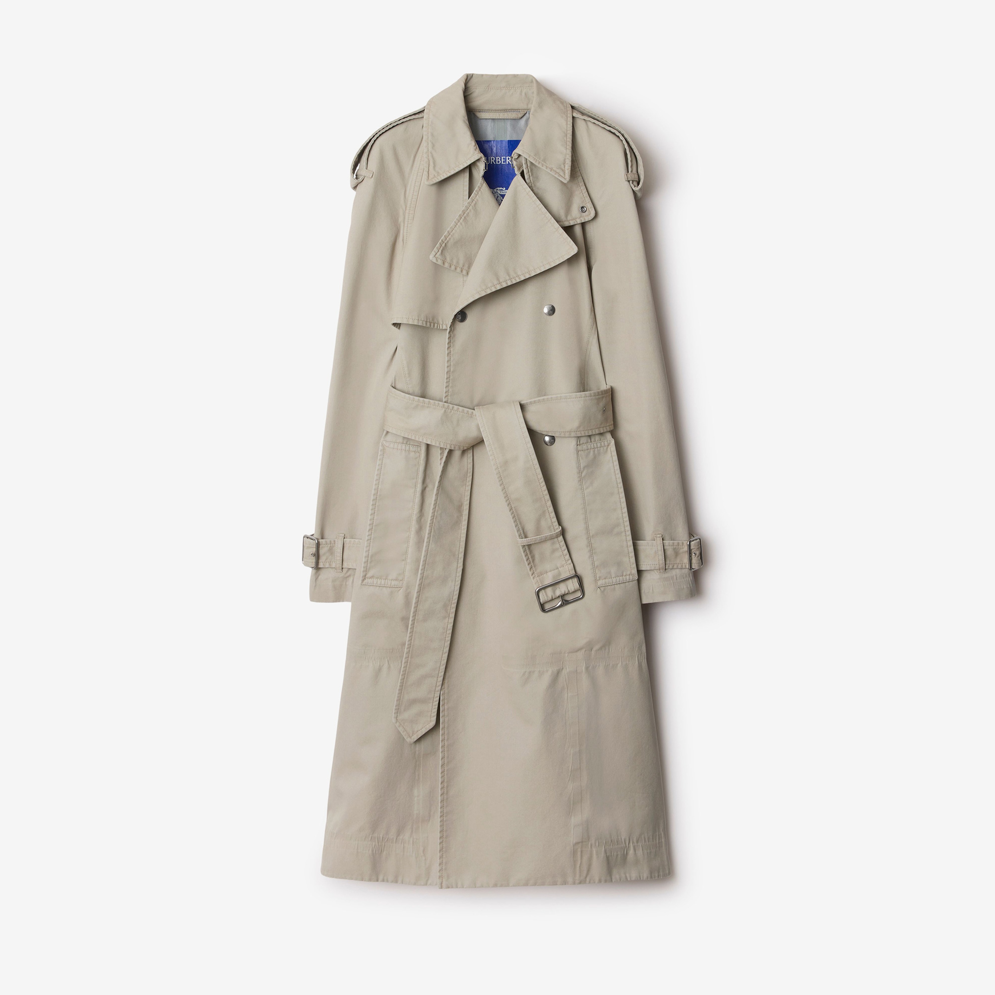 Burberry Tec Long Cotton Kadın Krem Trençkot