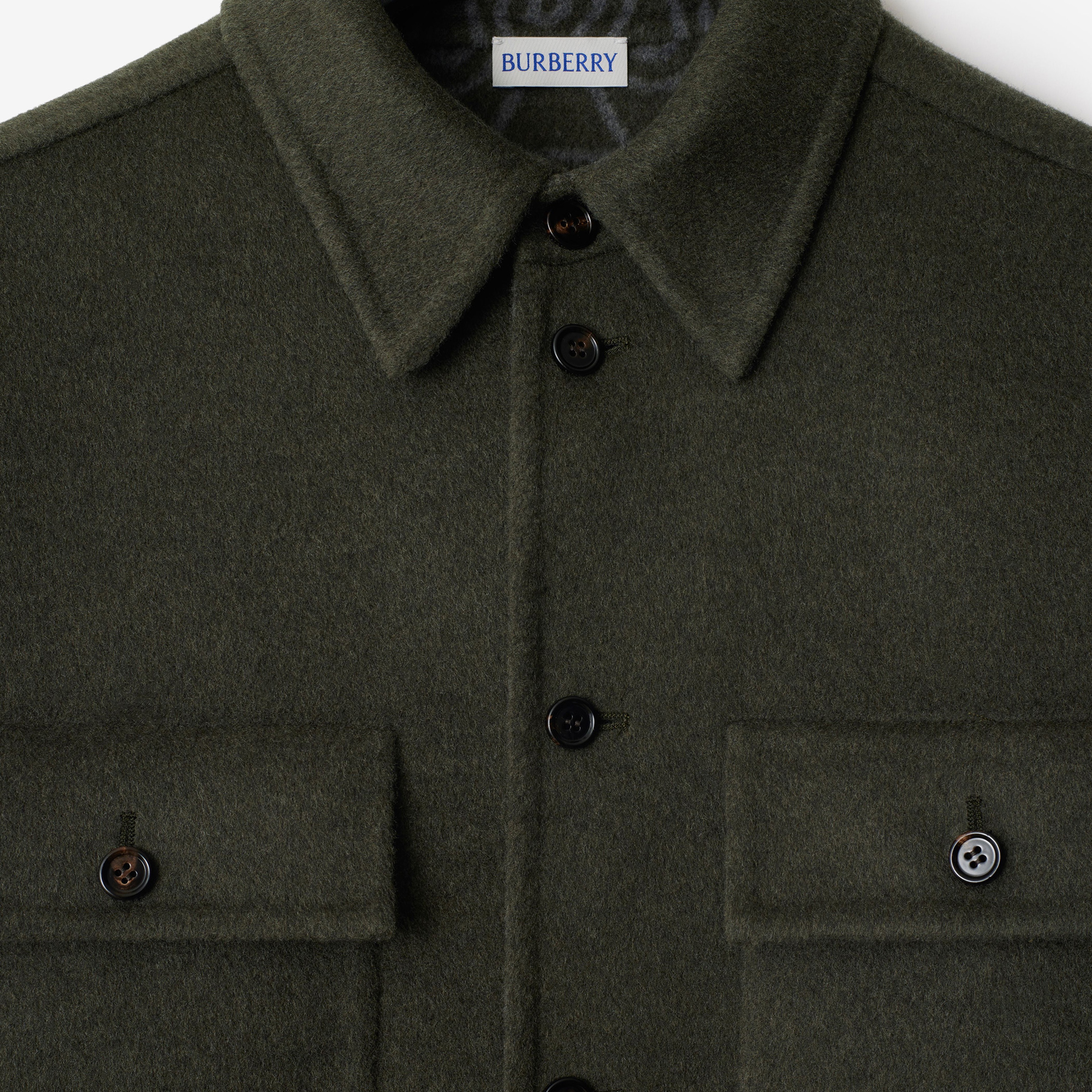 Burberry Giu Wool Cashmere Overshirt Erkek Haki Mont