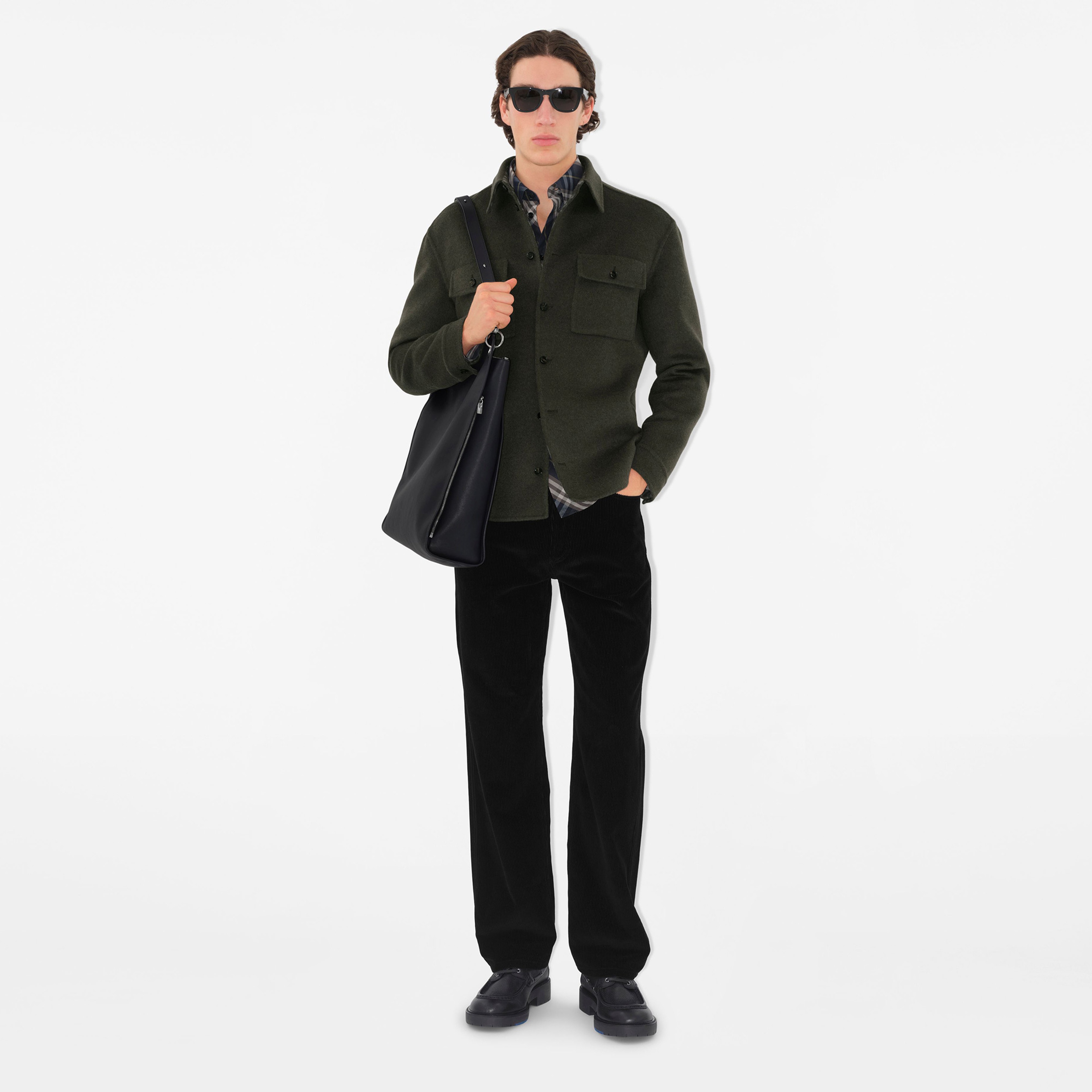 Burberry Giu Wool Cashmere Overshirt Erkek Haki Mont