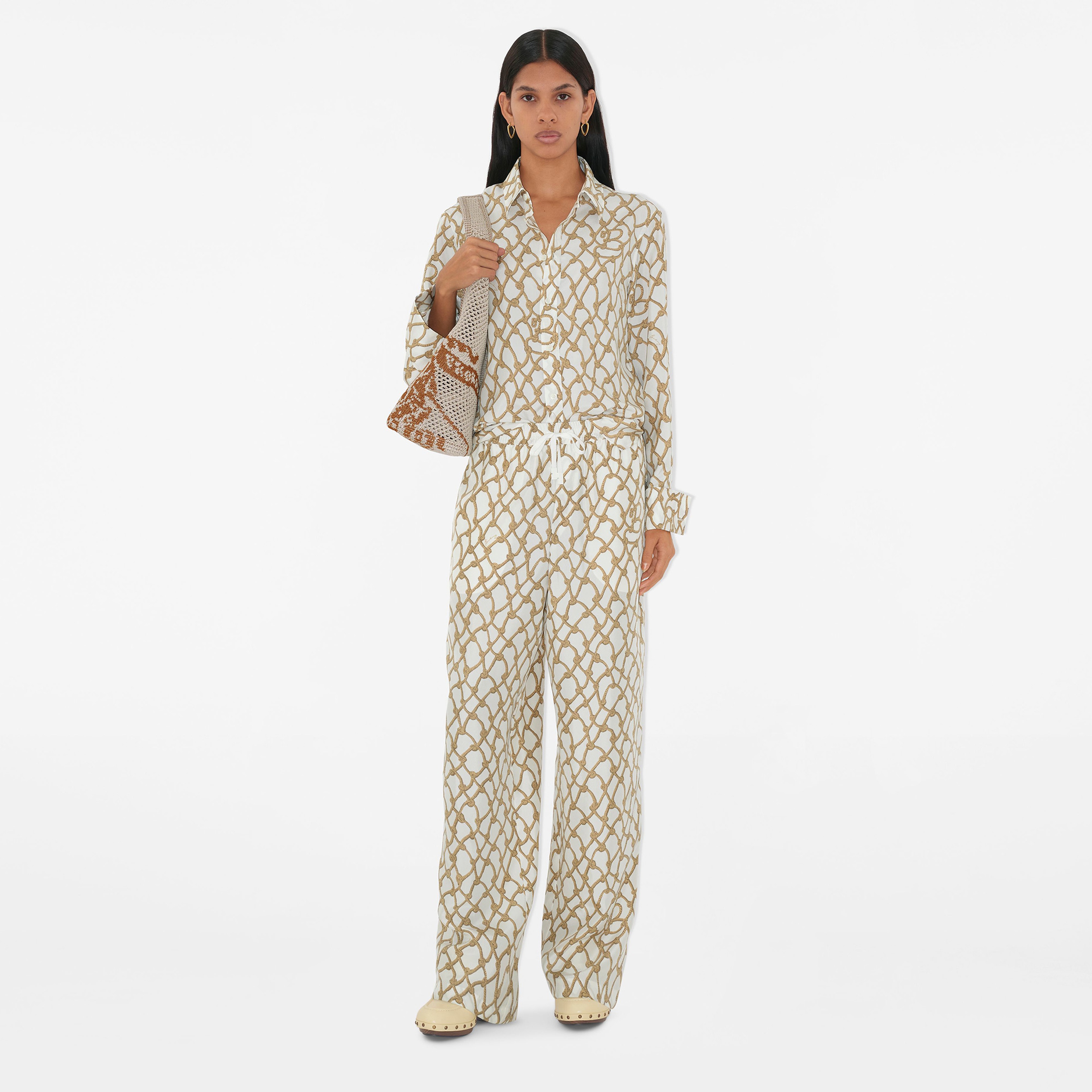 Burberry Tec Woven Kadın Krem Gömlek