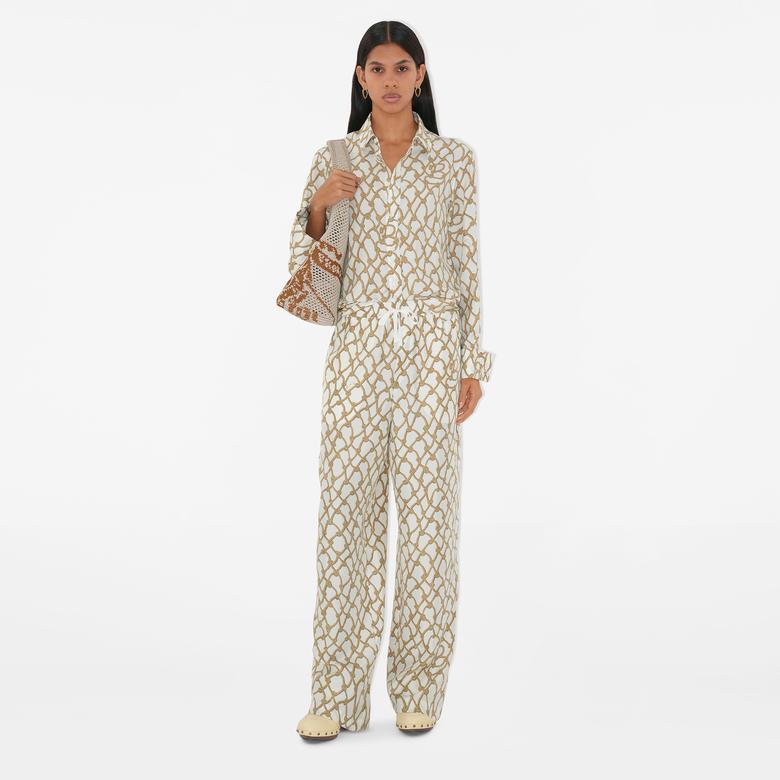Burberry Tec Woven Kadın Krem Gömlek