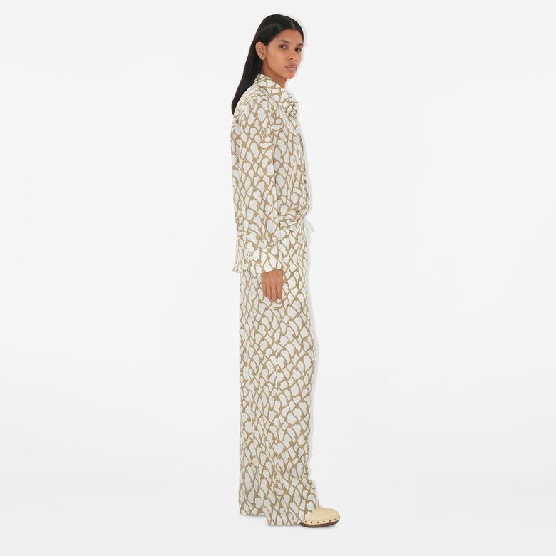 Burberry Tec Woven Kadın Krem Gömlek