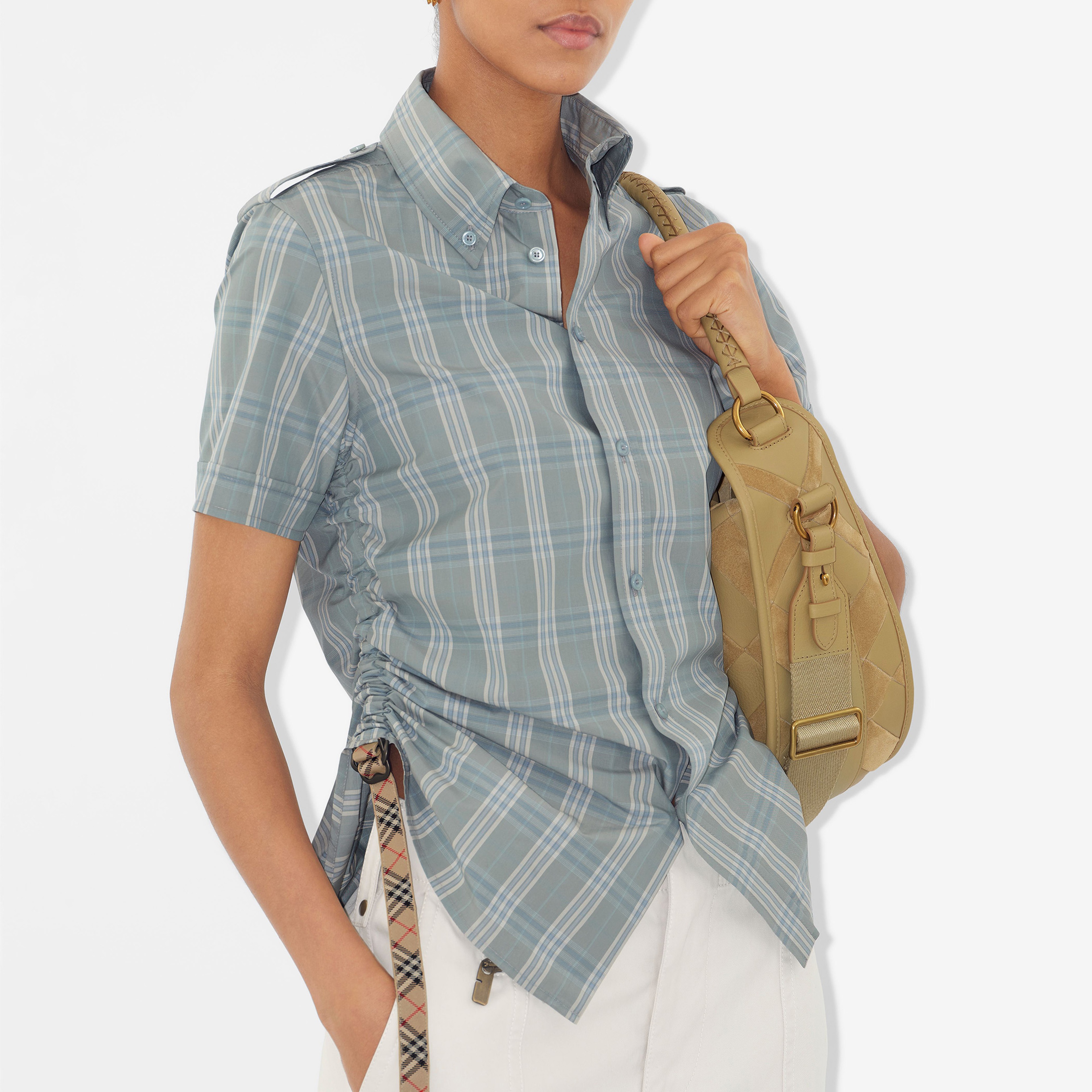 Burberry Sip Cotton Kadın Mavi Gömlek