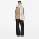 Burberry Tri Bar Wool Hooded Kadın Mavi Atkı