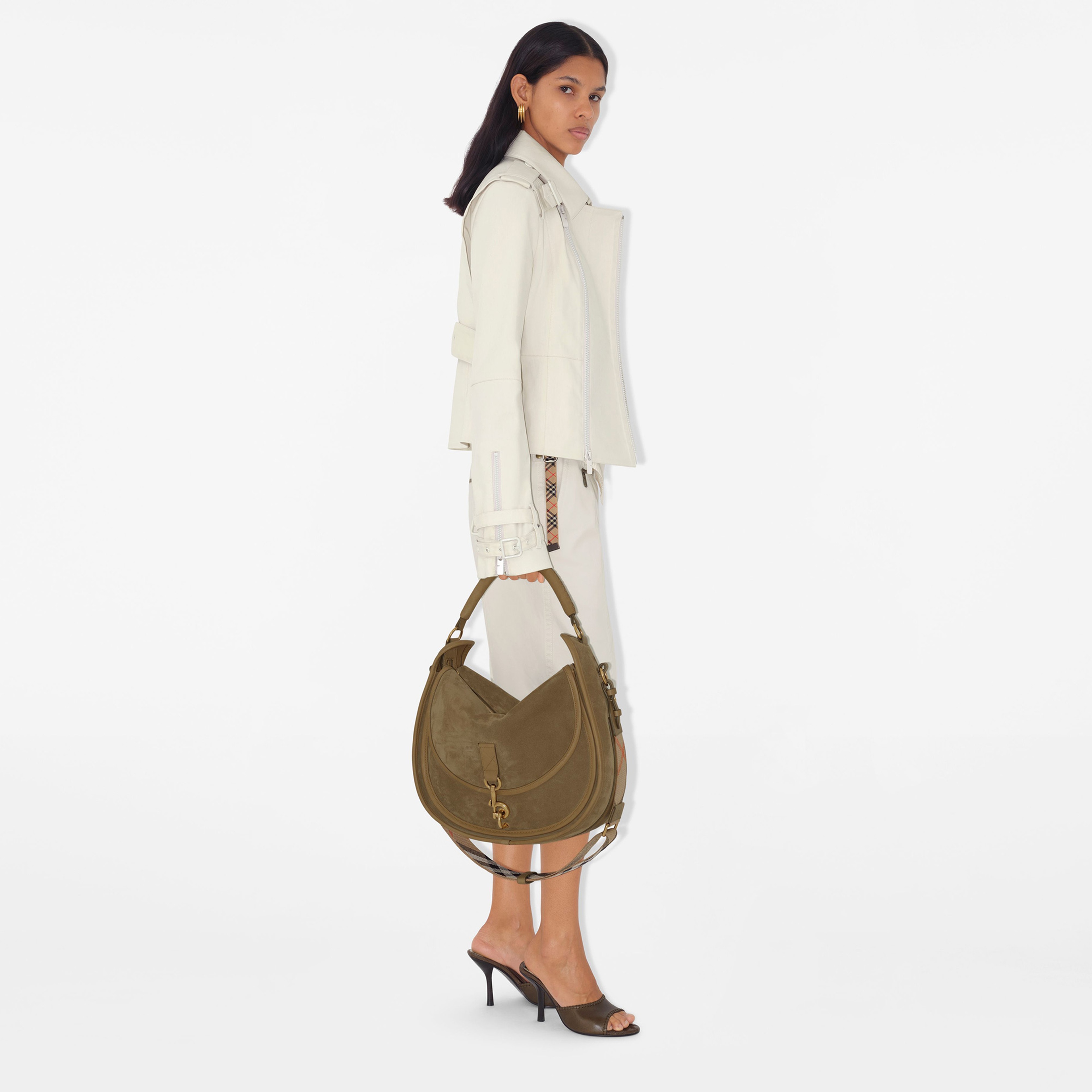 Burberry Tec Bonded Cotton Kadın Beyaz Trençkot