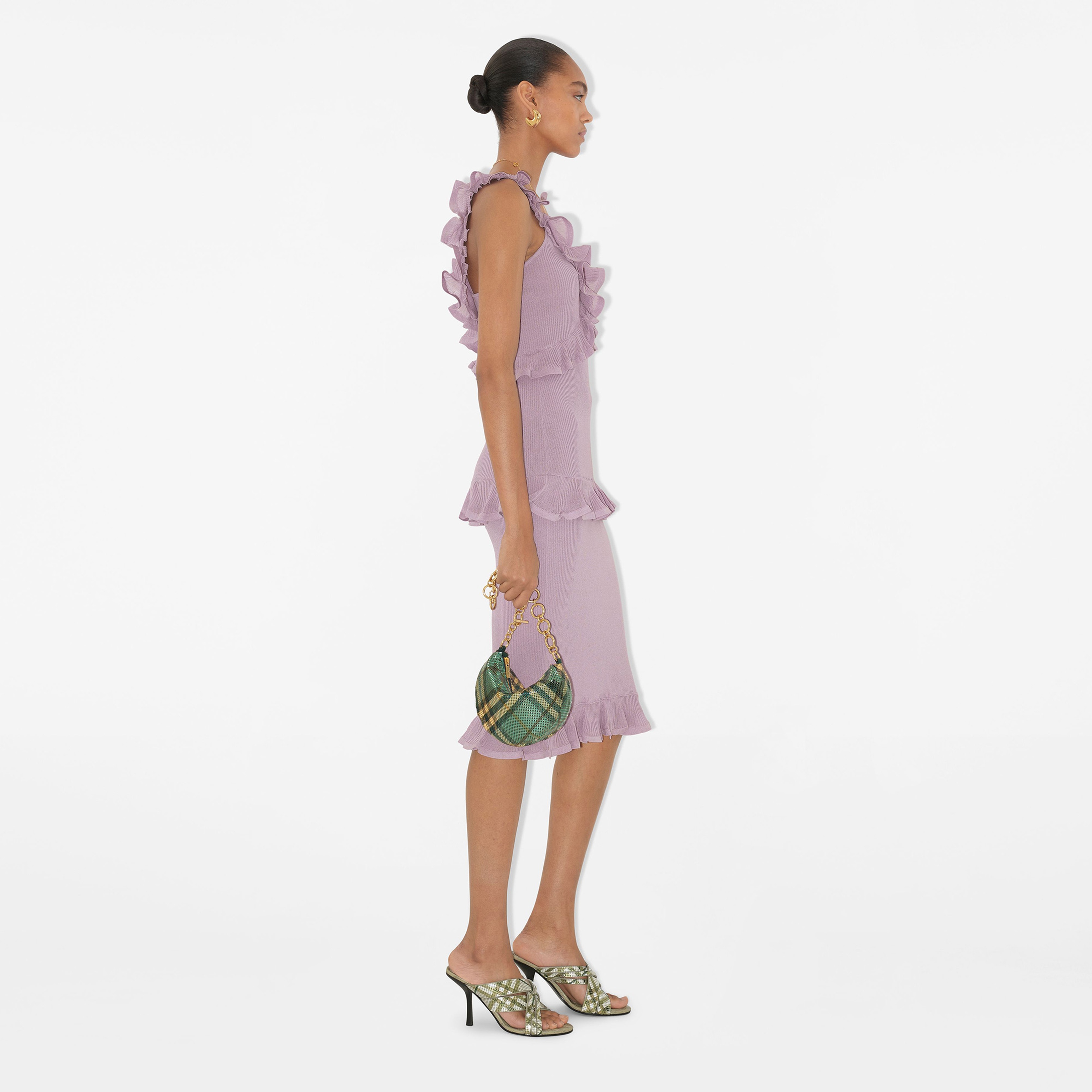 Burberry Pai Ruffled Silk Blend Kadın Mor Elbise