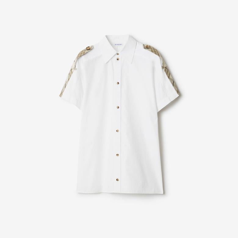 Burberry Giu Regular Fit Cotton Kadın Beyaz Gömlek