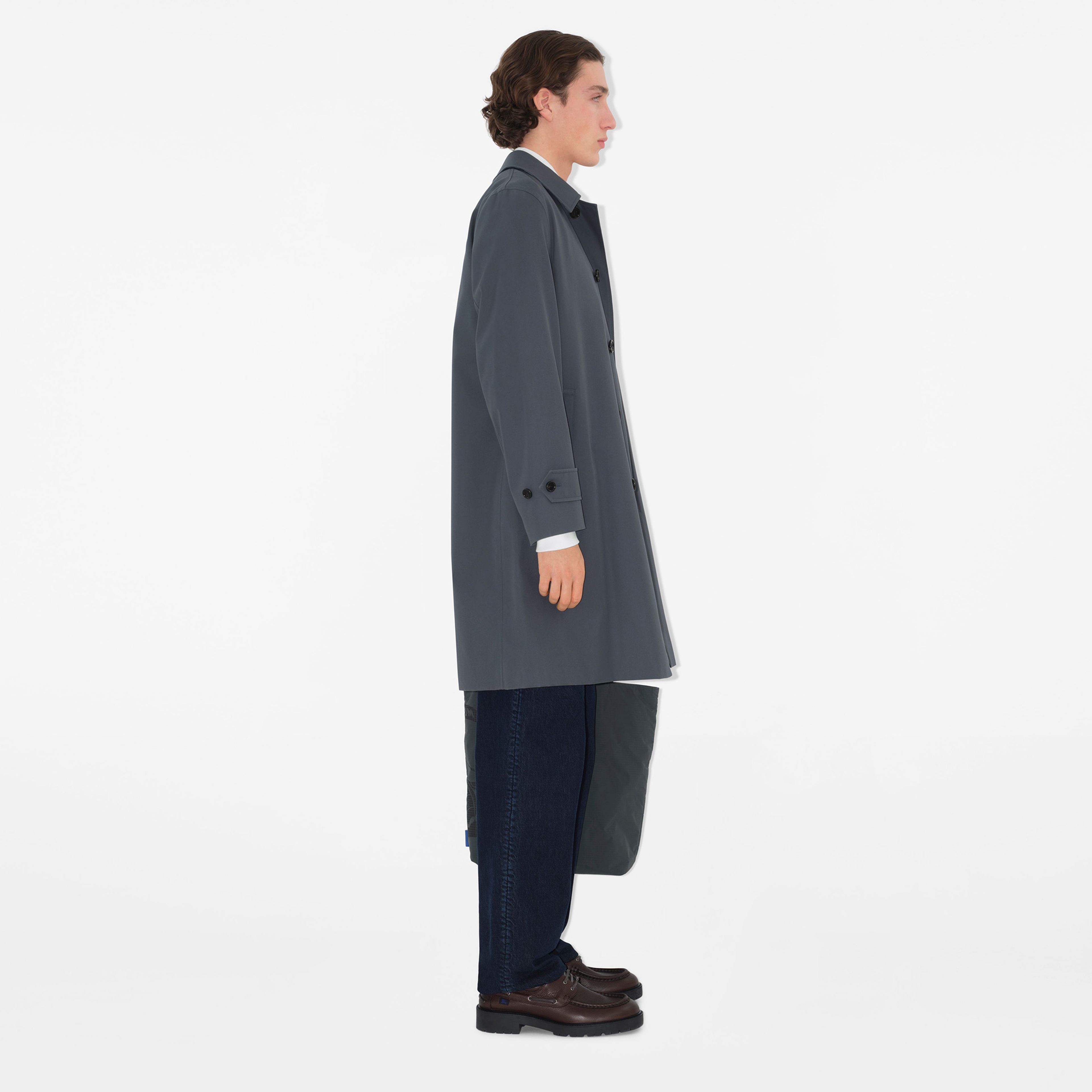 Burberry Cas Long Gabardine Erkek Gri Palto