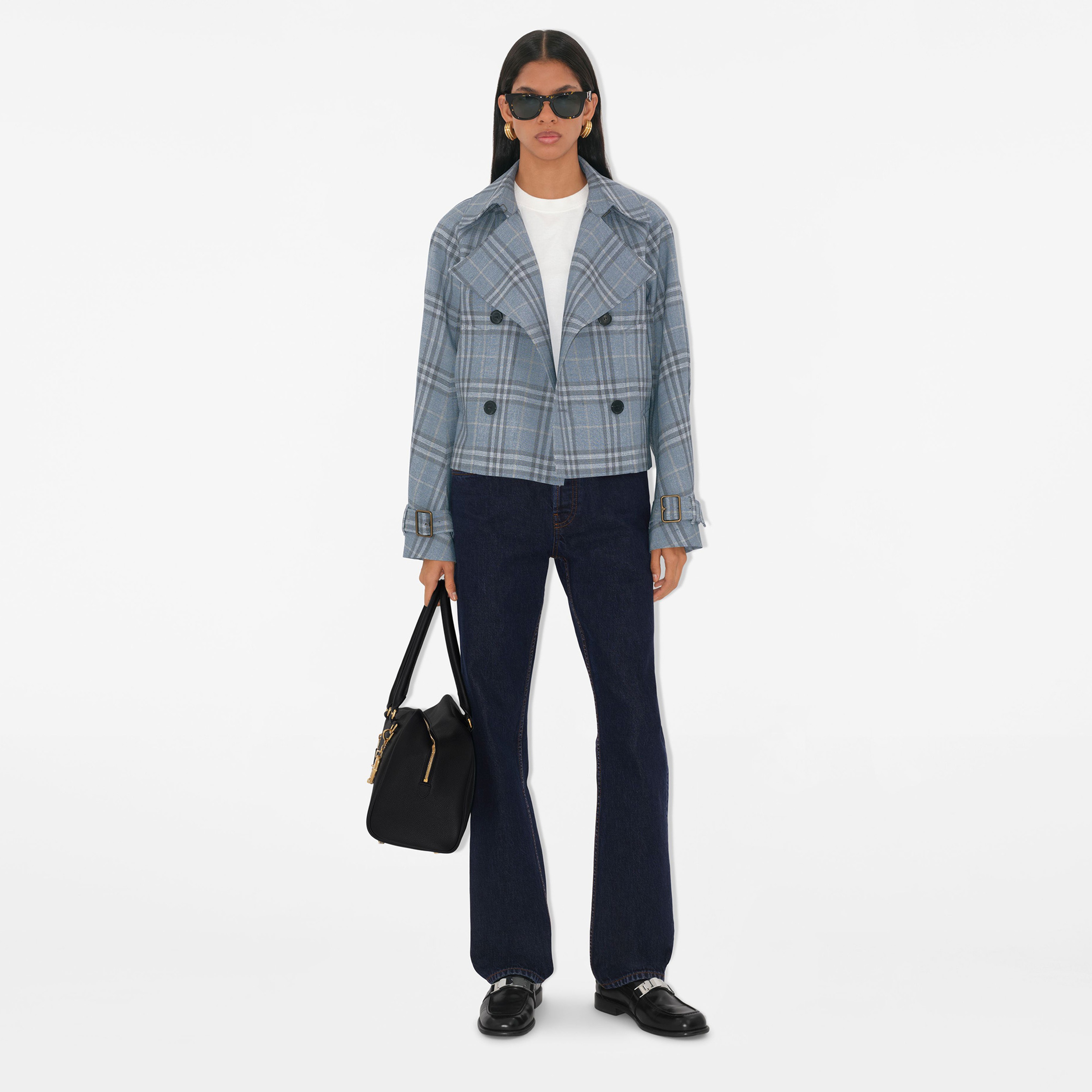 Burberry Cas Silk Blend Kadın Mavi Trençkot