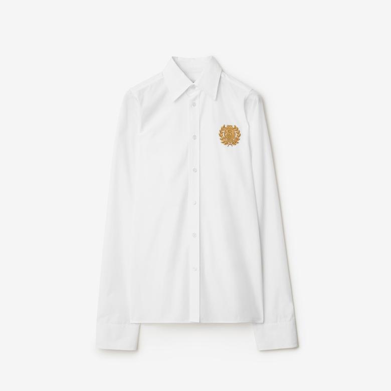 Burberry Sip Crest Cotton Kadın Beyaz Gömlek