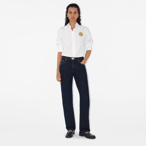 Burberry Sip Crest Cotton Kadın Beyaz Gömlek