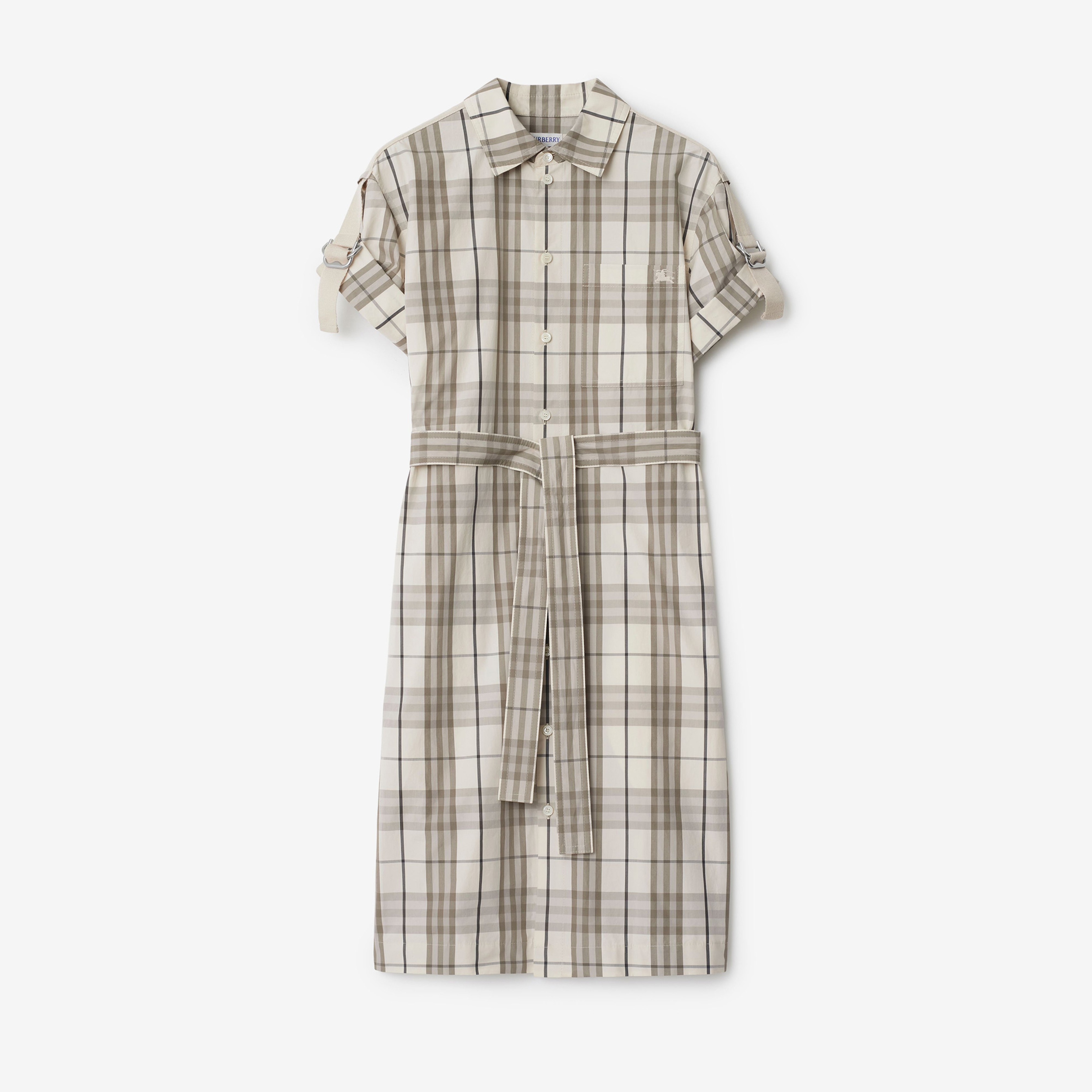 Burberry Tri Cotton Kadın Krem Elbise