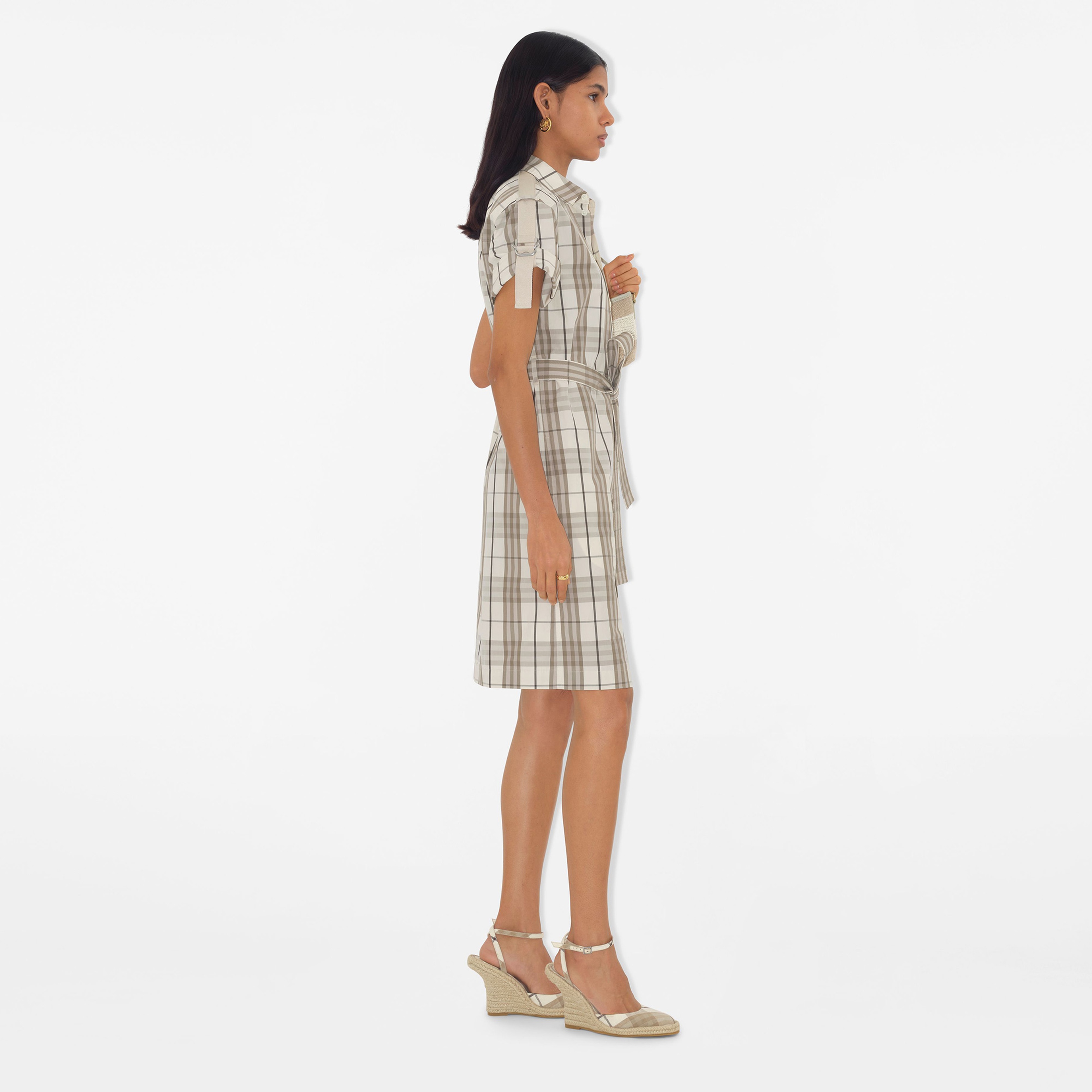 Burberry Tri Cotton Kadın Krem Elbise