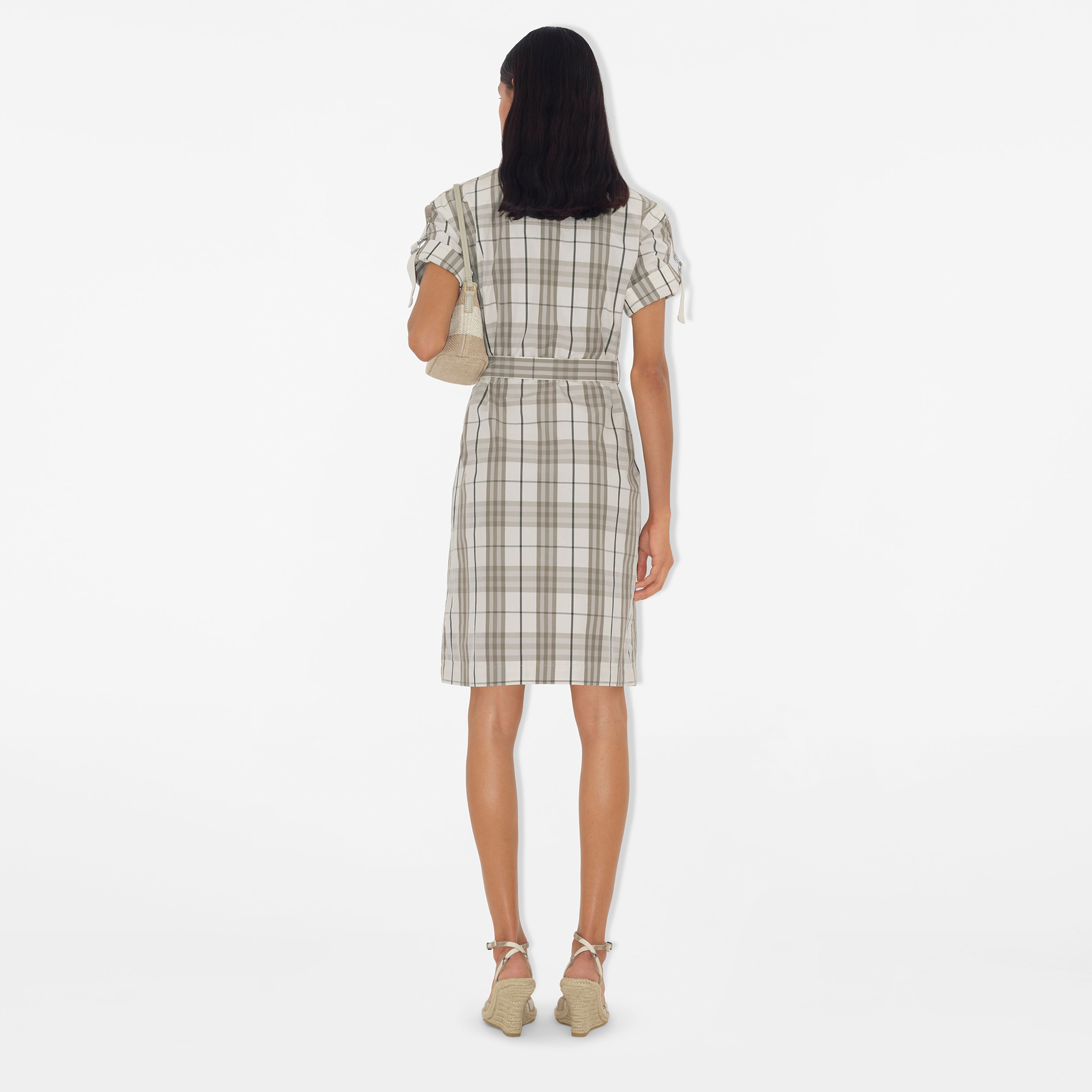 Burberry Tri Cotton Kadın Krem Elbise