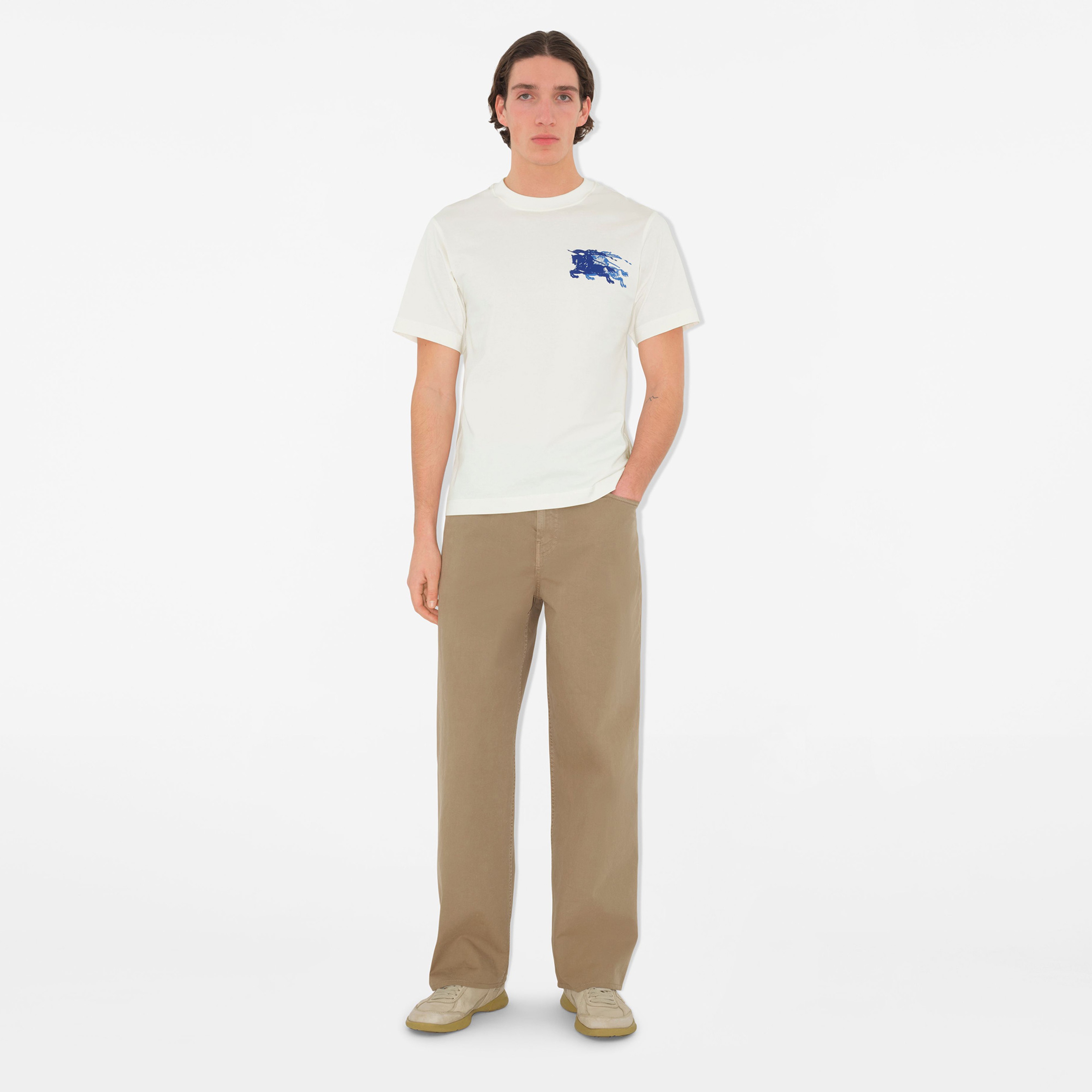 Burberry For Cotton Erkek Beyaz T-Shirt